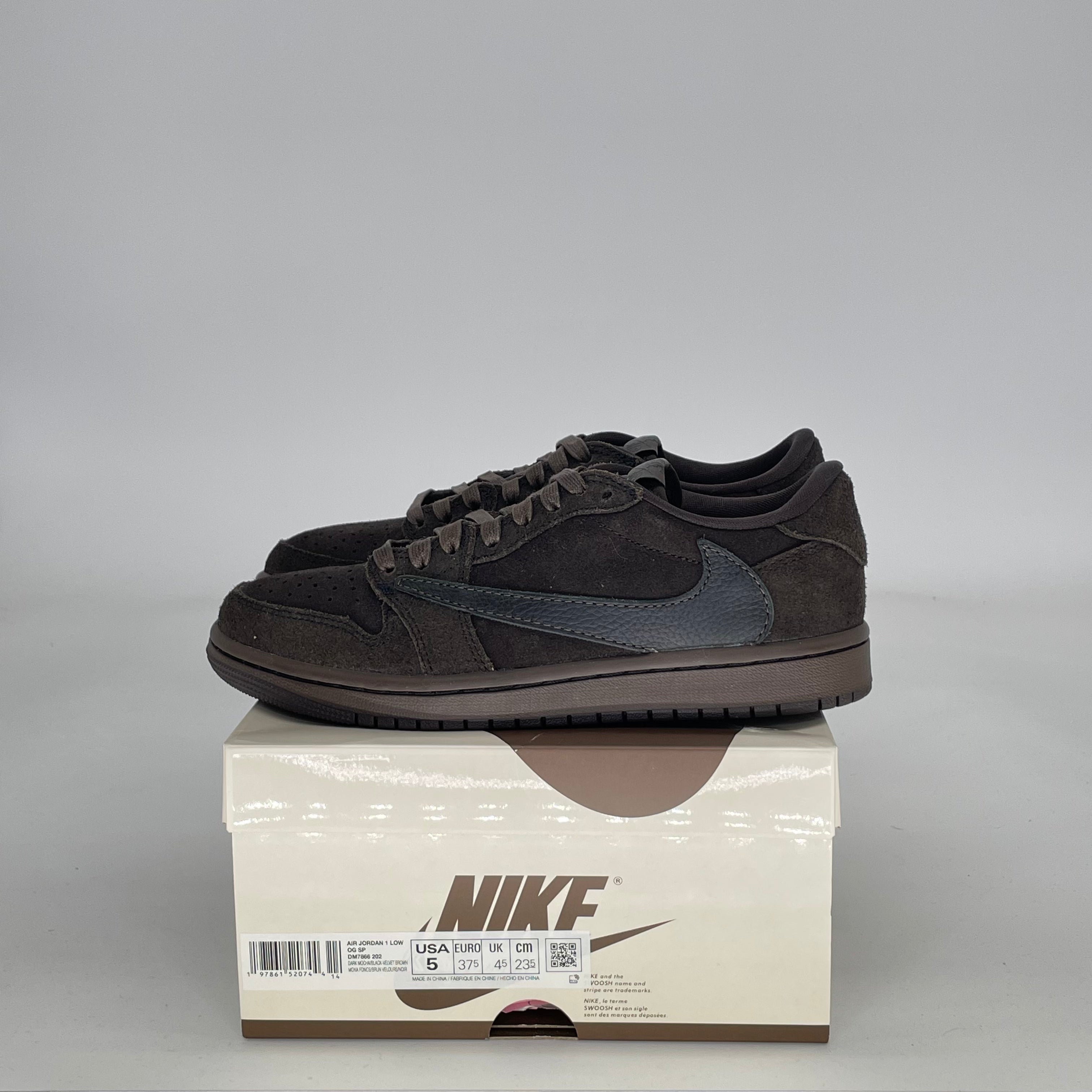 AIR JORDAN 1 LOW X TRAVIS SCOTT VELVET BROWN DM7866-202 SIZE 5/6.5W