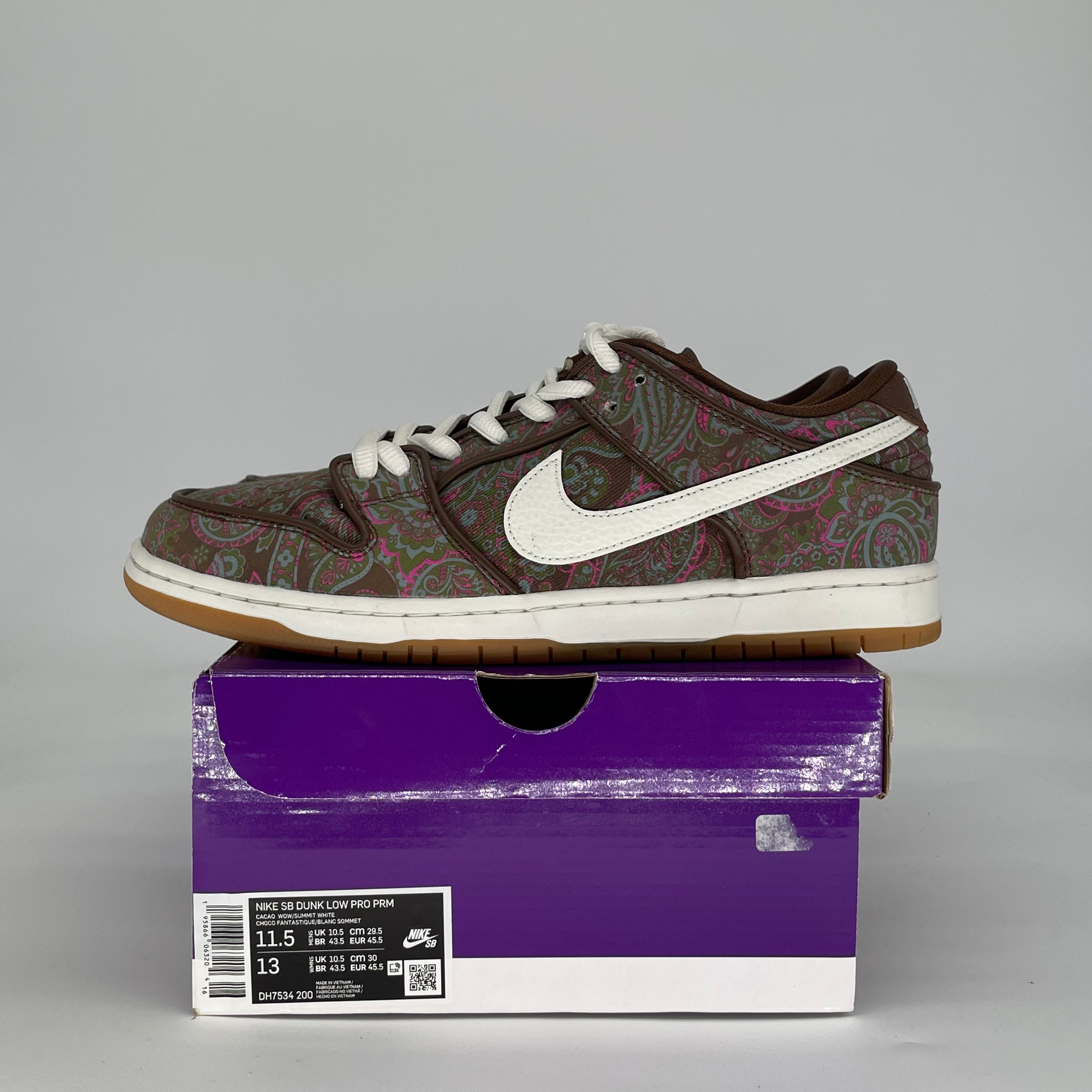 NIKE SB DUNK LOW PRO PAISLEY BROWN DH7534-200 SIZE 11.5/13W
