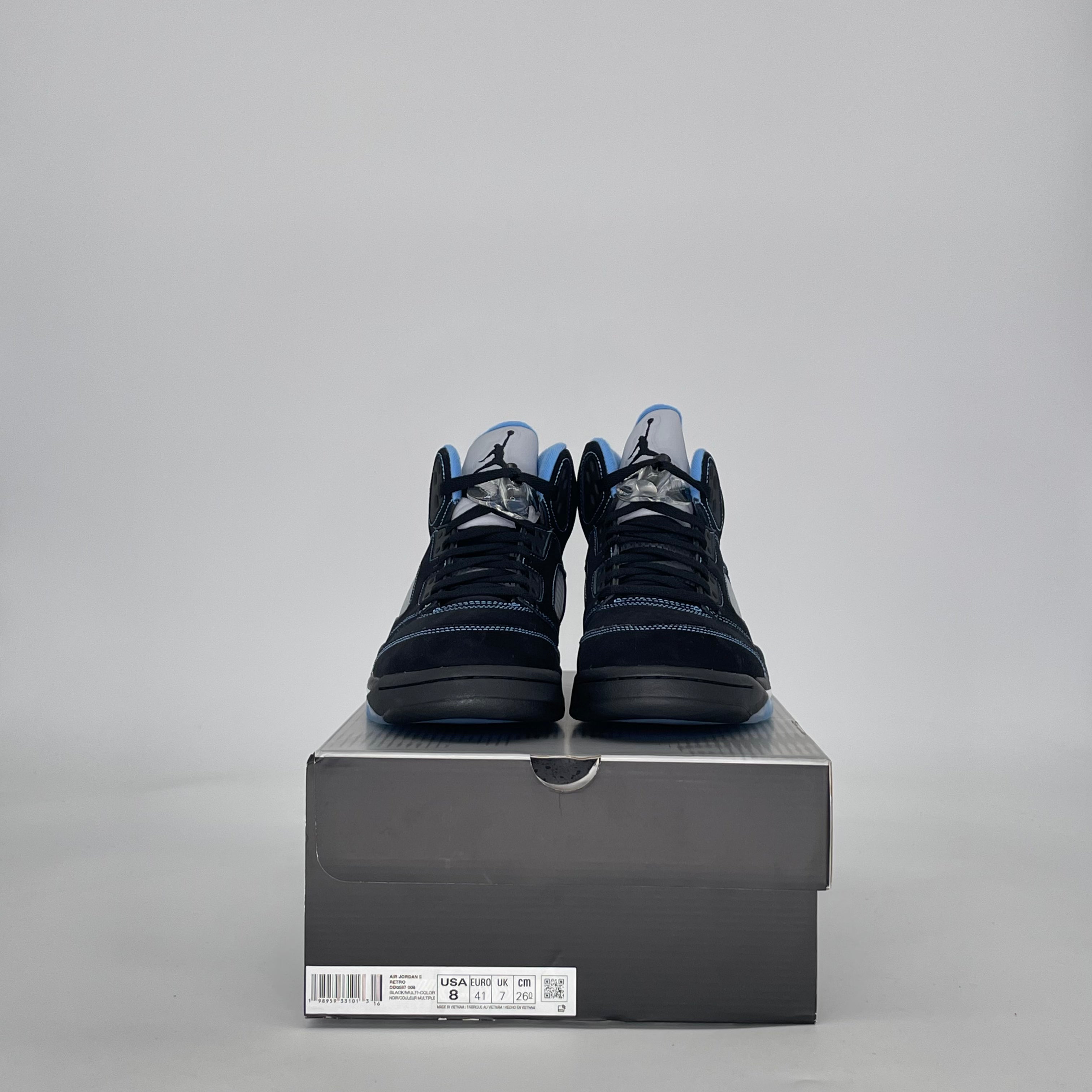 AIR JORDAN 5 BLACK UNIVERSITY BLUE DD0587-008 SIZE 8/9.5W