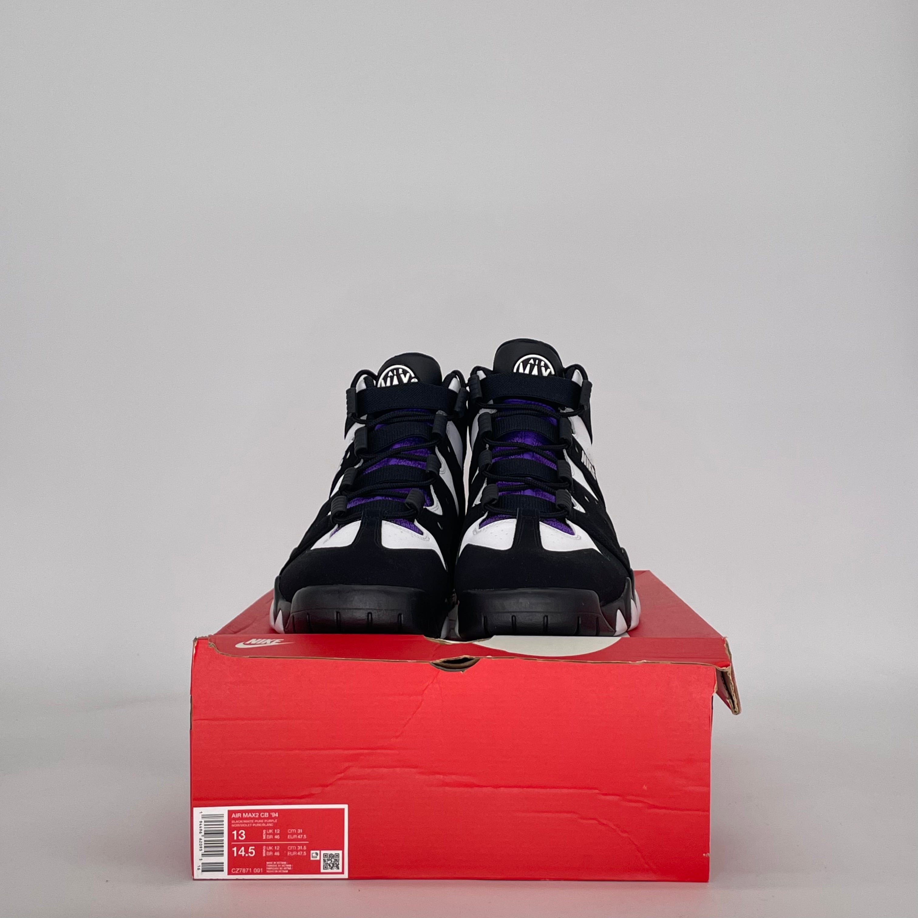 NIKE AIR MAX 2 CB '94 BLACK WHITE PURPLE CZ7871-001 SIZE 13/14.5W