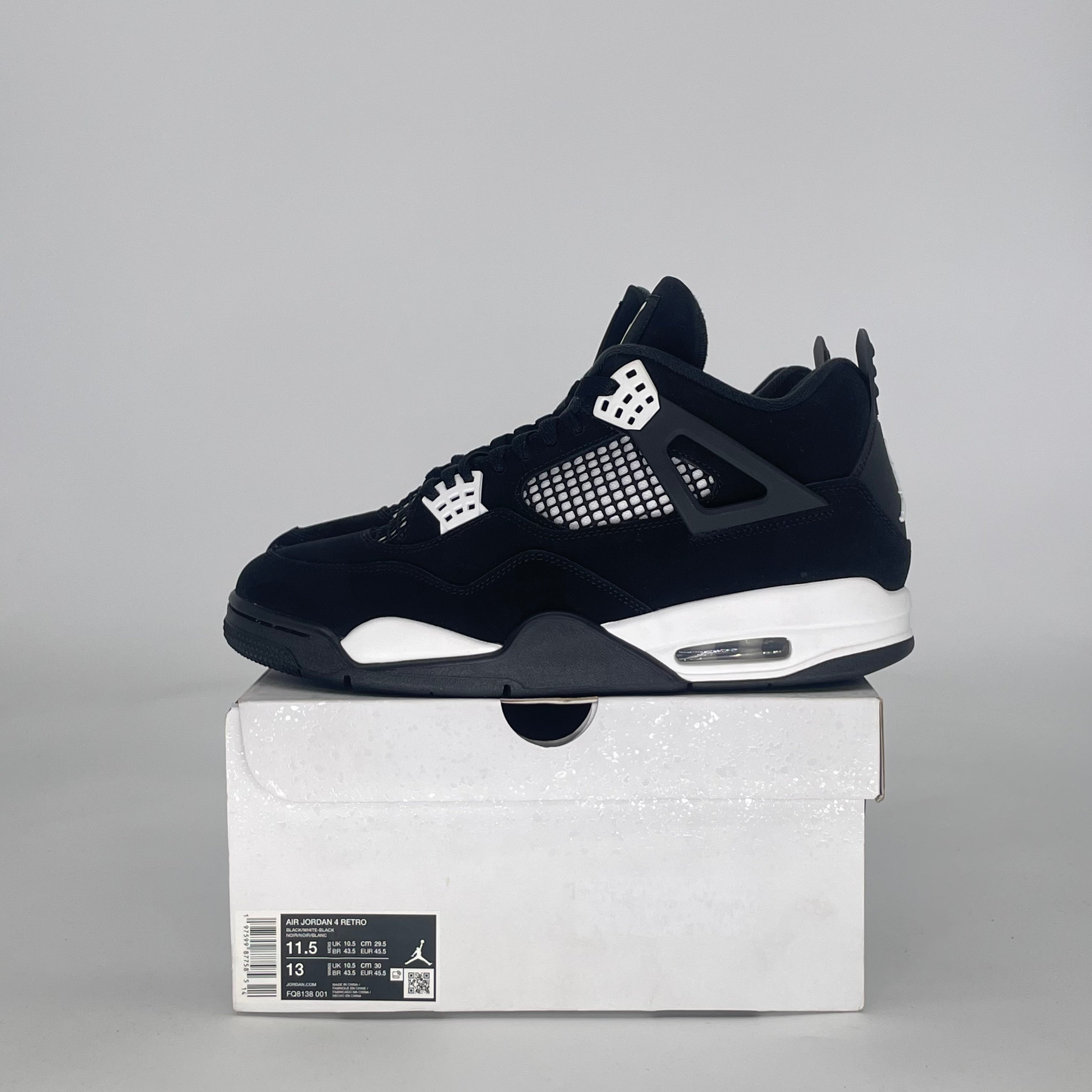 AIR JORDAN 4 WHITE THUNDER FQ8138-001 SIZE 11.5/13W