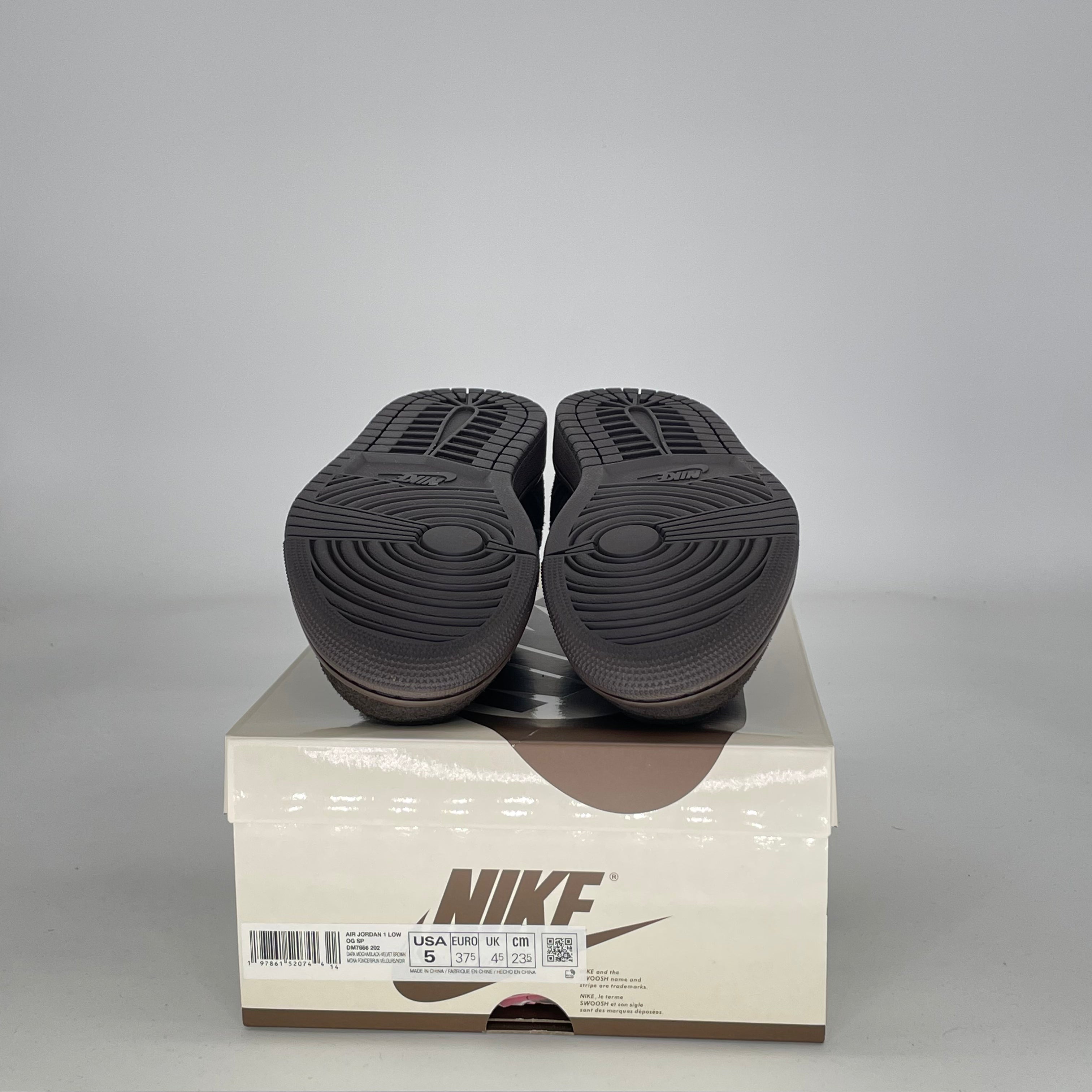 AIR JORDAN 1 LOW X TRAVIS SCOTT VELVET BROWN DM7866-202 SIZE 5/6.5W