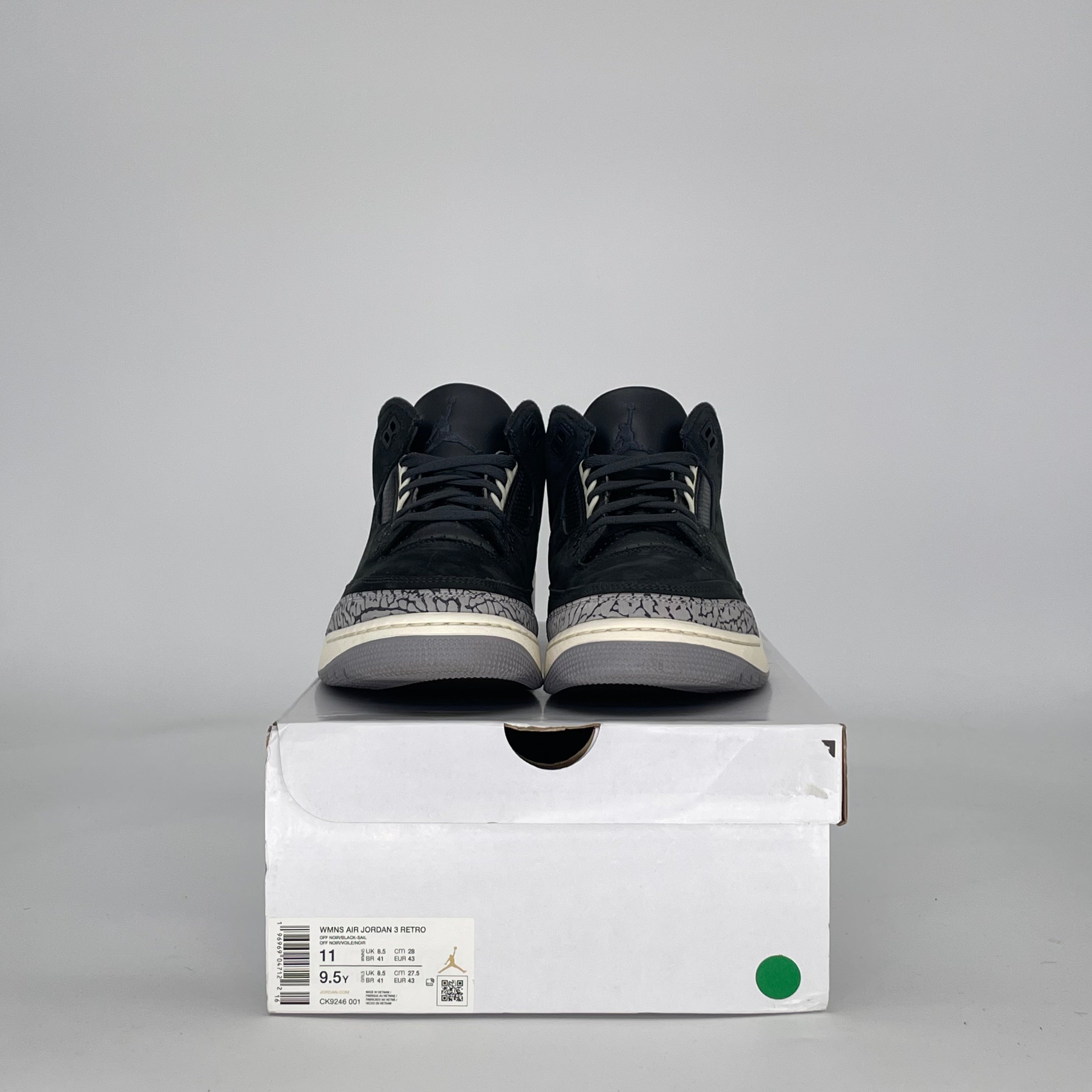 AIR JORDAN 3 OFF NOIR CK9246-001 SIZE 9.5/11W