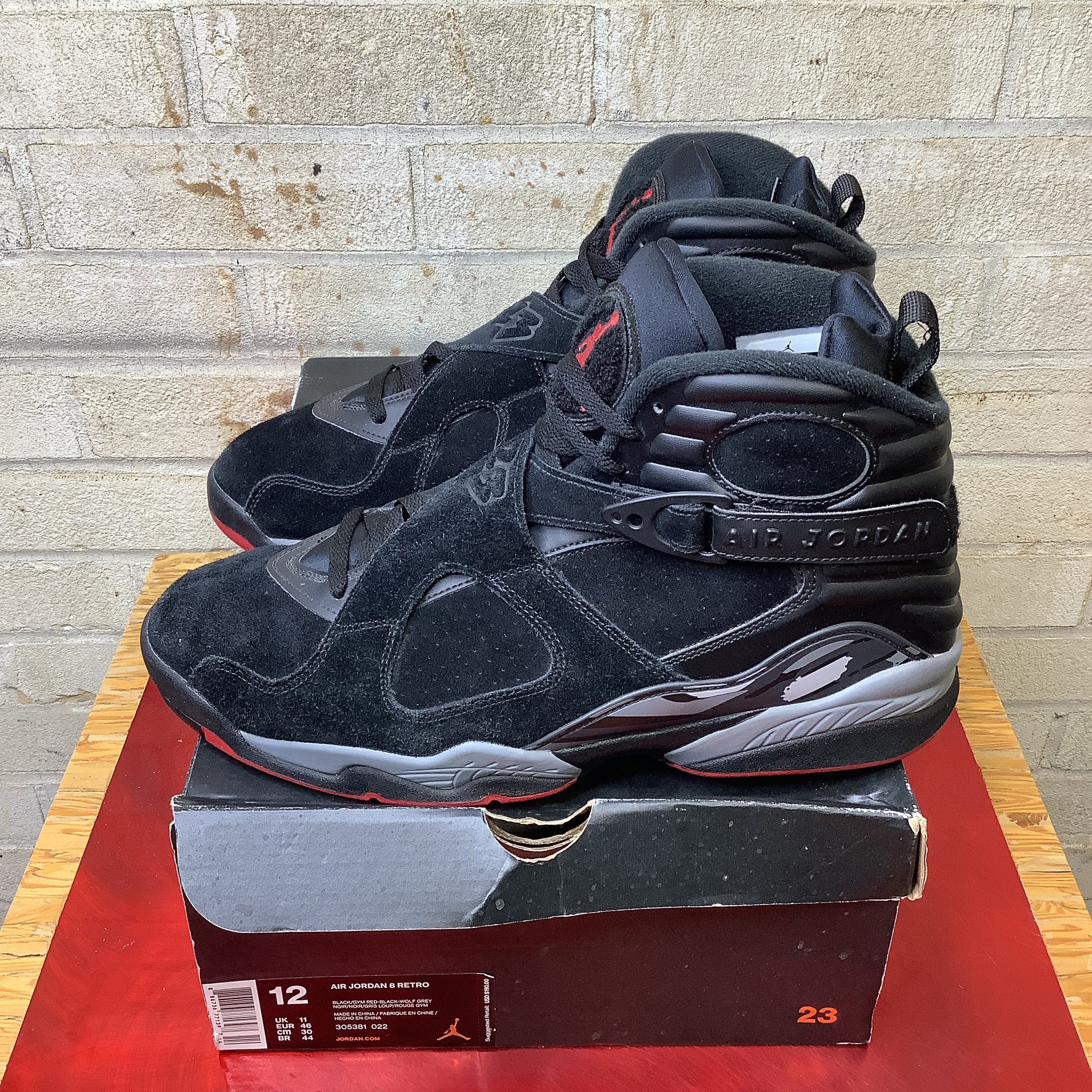 AIR JORDAN 8 BLACK CEMENT SIZE 12/13.5W 305381-022