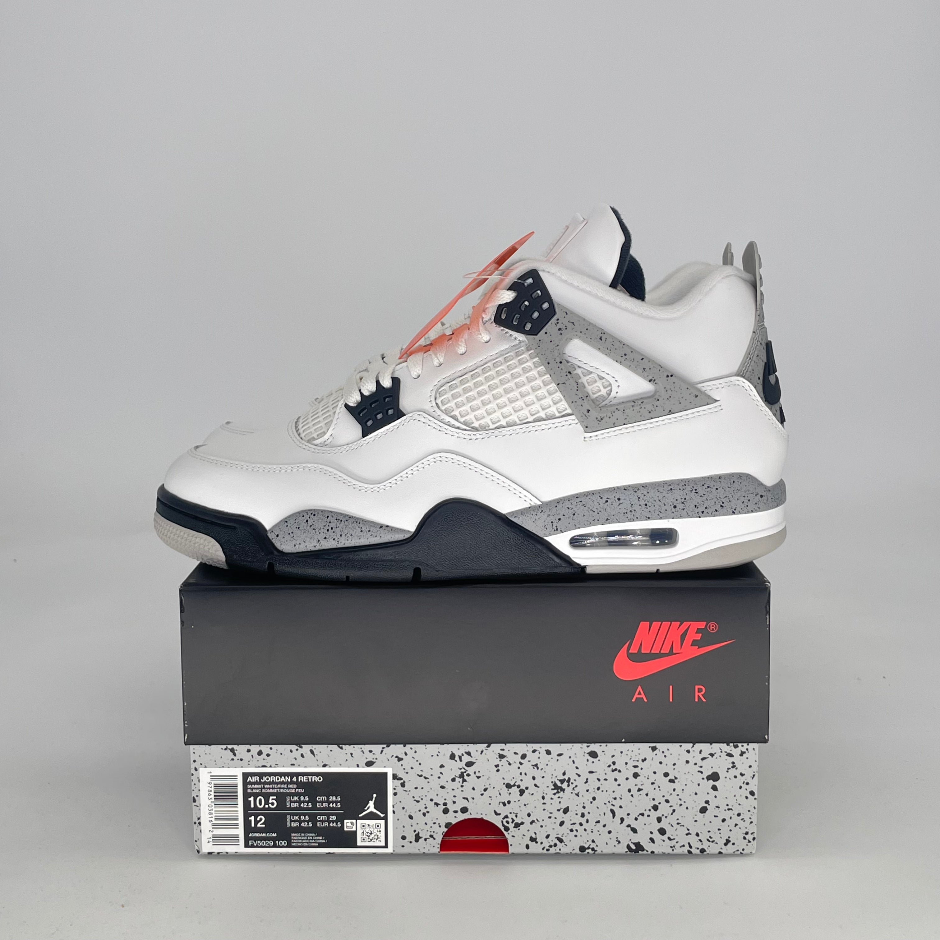 AIR JORDAN 4 WHITE CEMENT FV5029-100 SIZE 10.5/12W