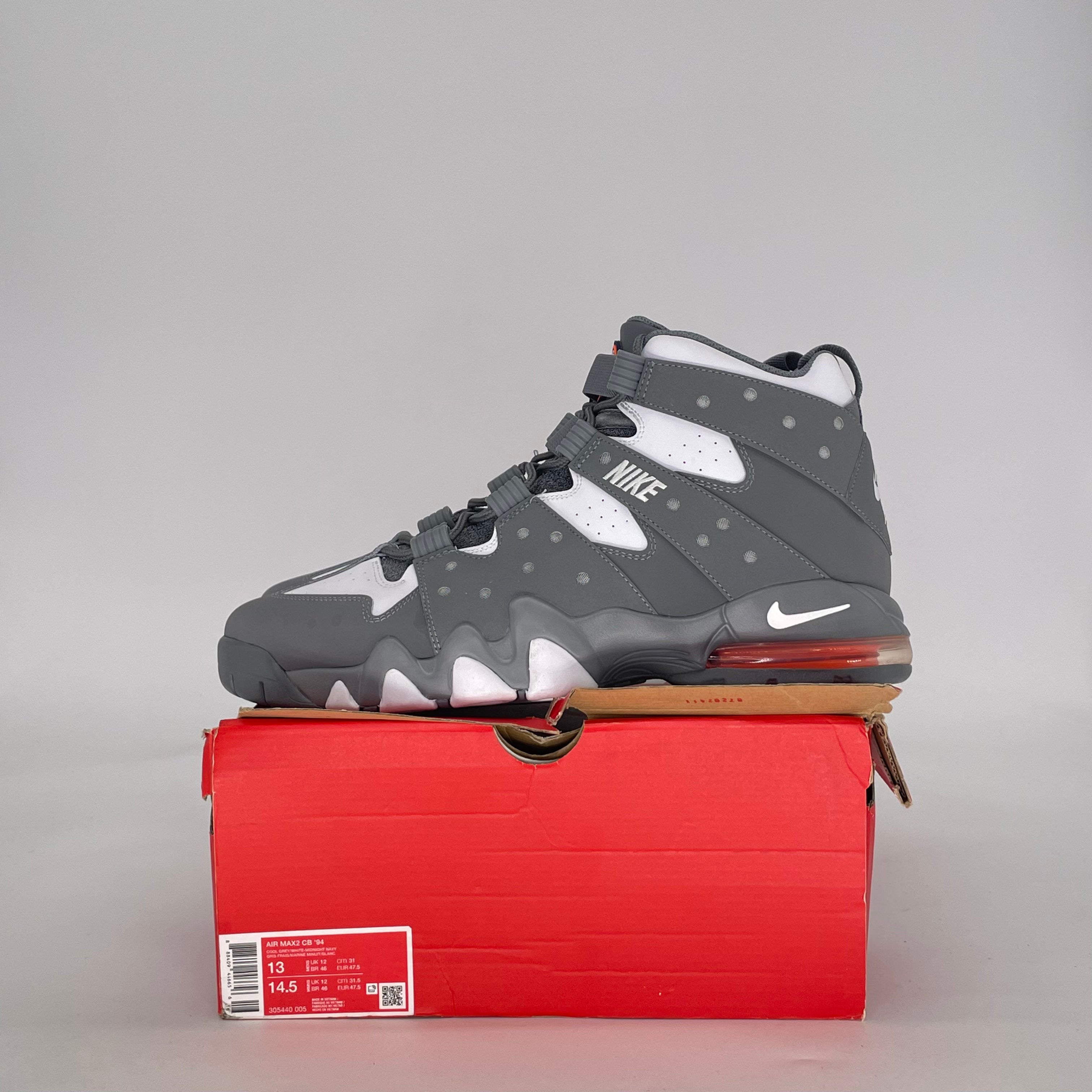 NIKE AIR MAX 2 CB '94 COOL GREY WHITE 305440-005 SIZE 13/14.5W