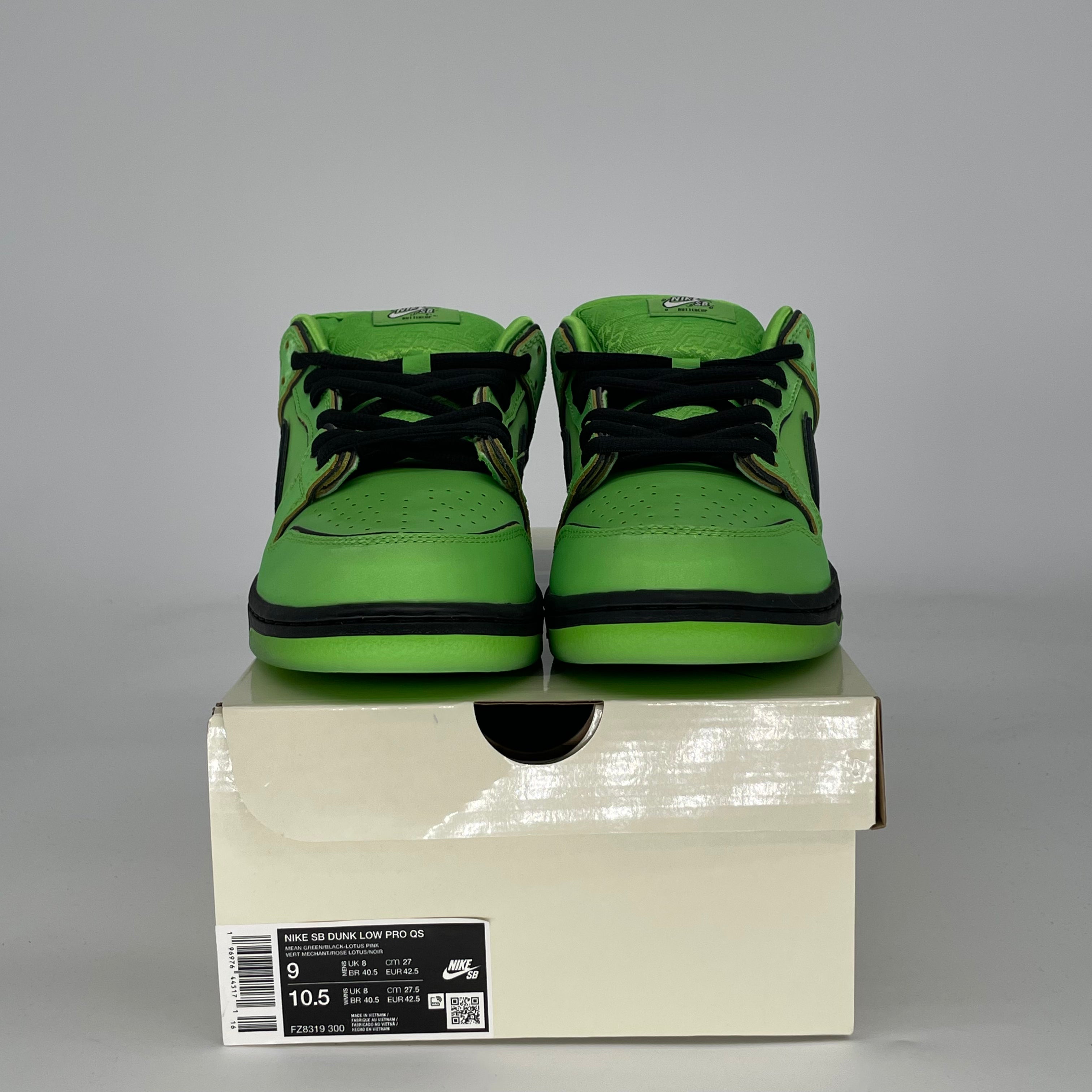 NIKE SB DUNK LOW THE POWERPUFF GIRLS BUTTERCUP FZ8319-300 SIZE 9/10.5W