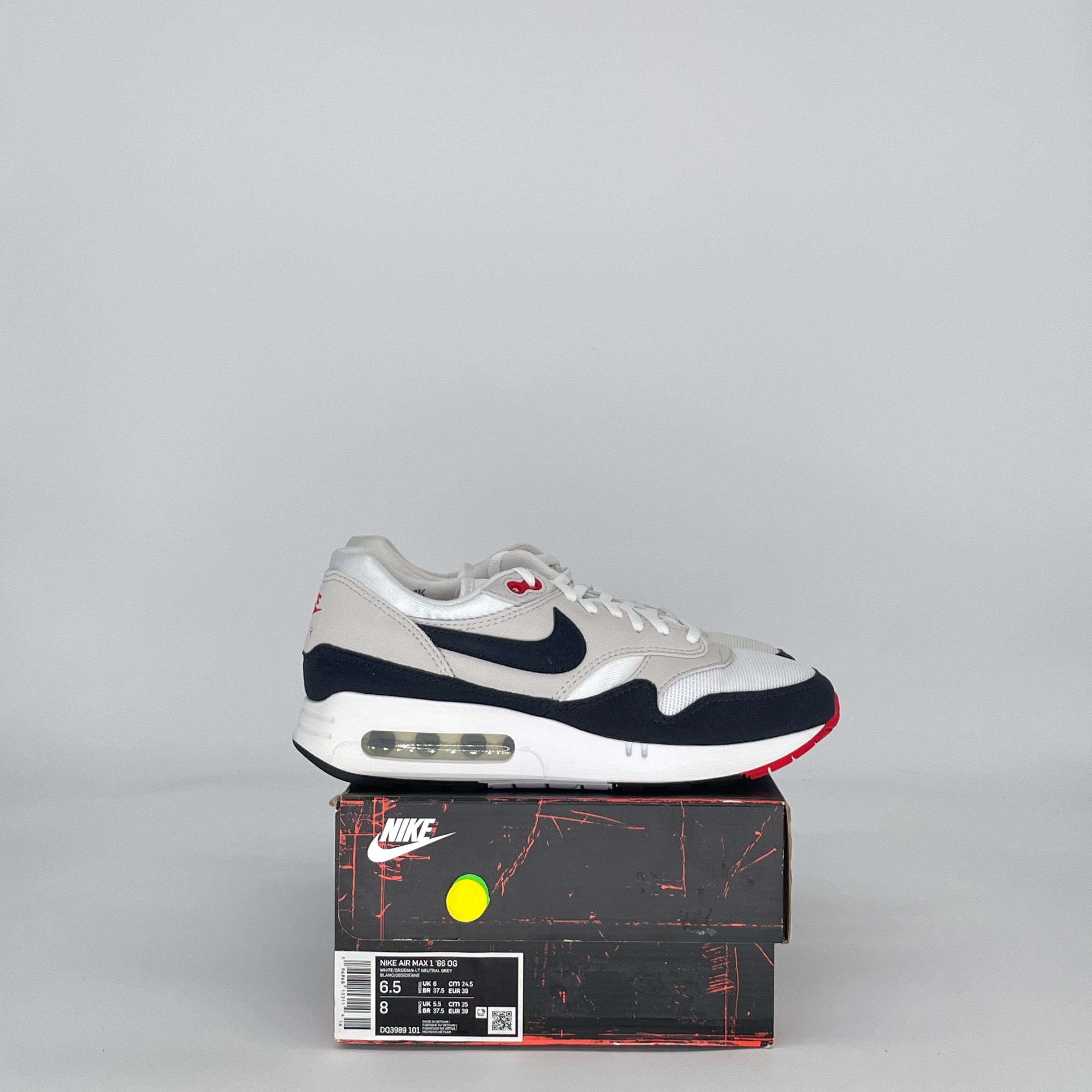 NIKE AIR MAX 1 '86 BIG BUBBLE OBSIDIAN DQ3989-101 SIZE 6.5/8W GS