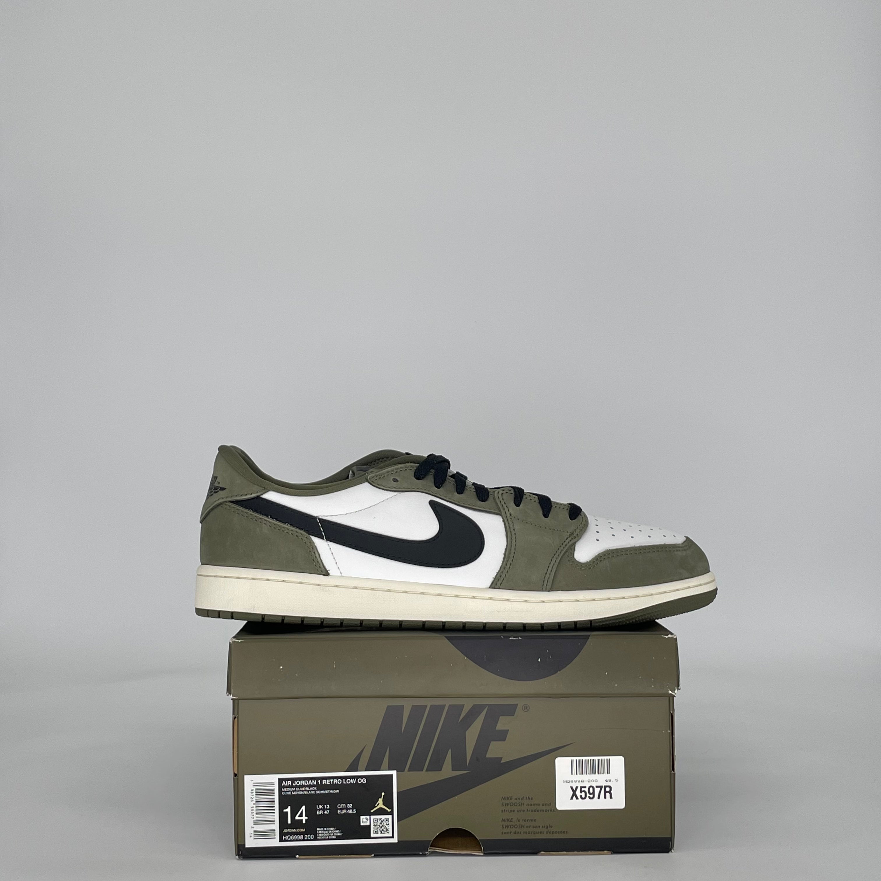 AIR JORDAN 1 LOW MEDIUM OLIVE HQ6998-200 SIZE 14/15.5W