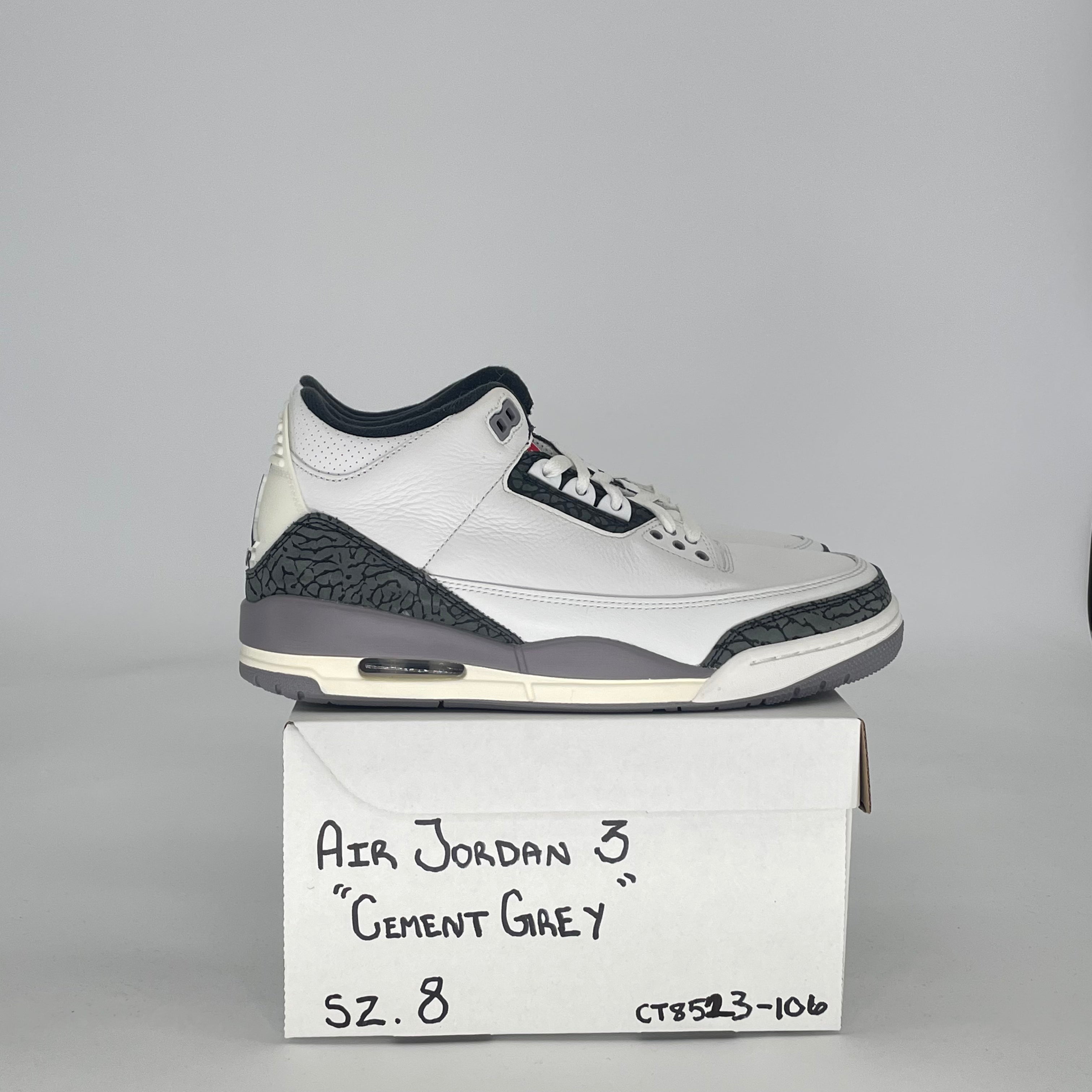 AIR JORDAN 3 CEMENT GREY CT8532-106 SIZE 8/9.5W