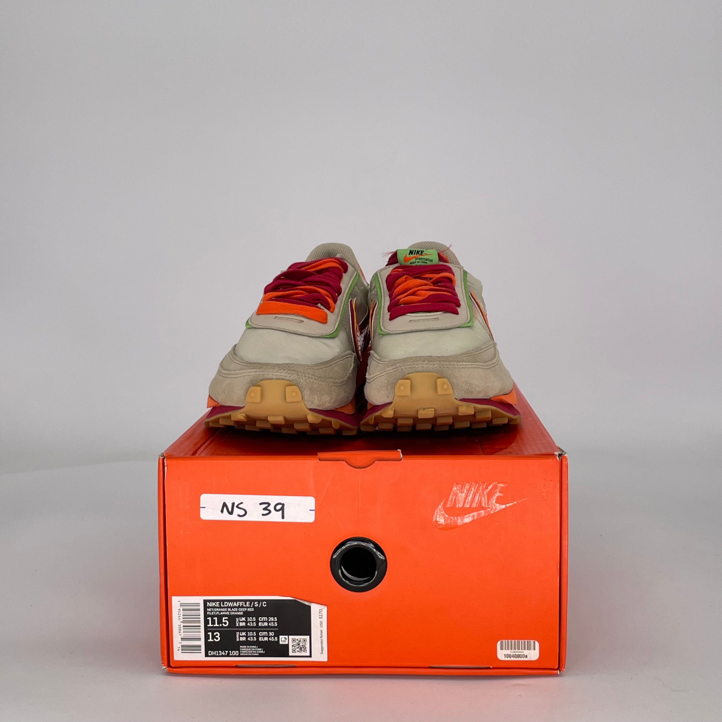 NIKE LD WAFFLE SACAI CLOT KISS OF DEATH NET ORANGE BLAZE DH1347-100 SIZE 11.5/13W