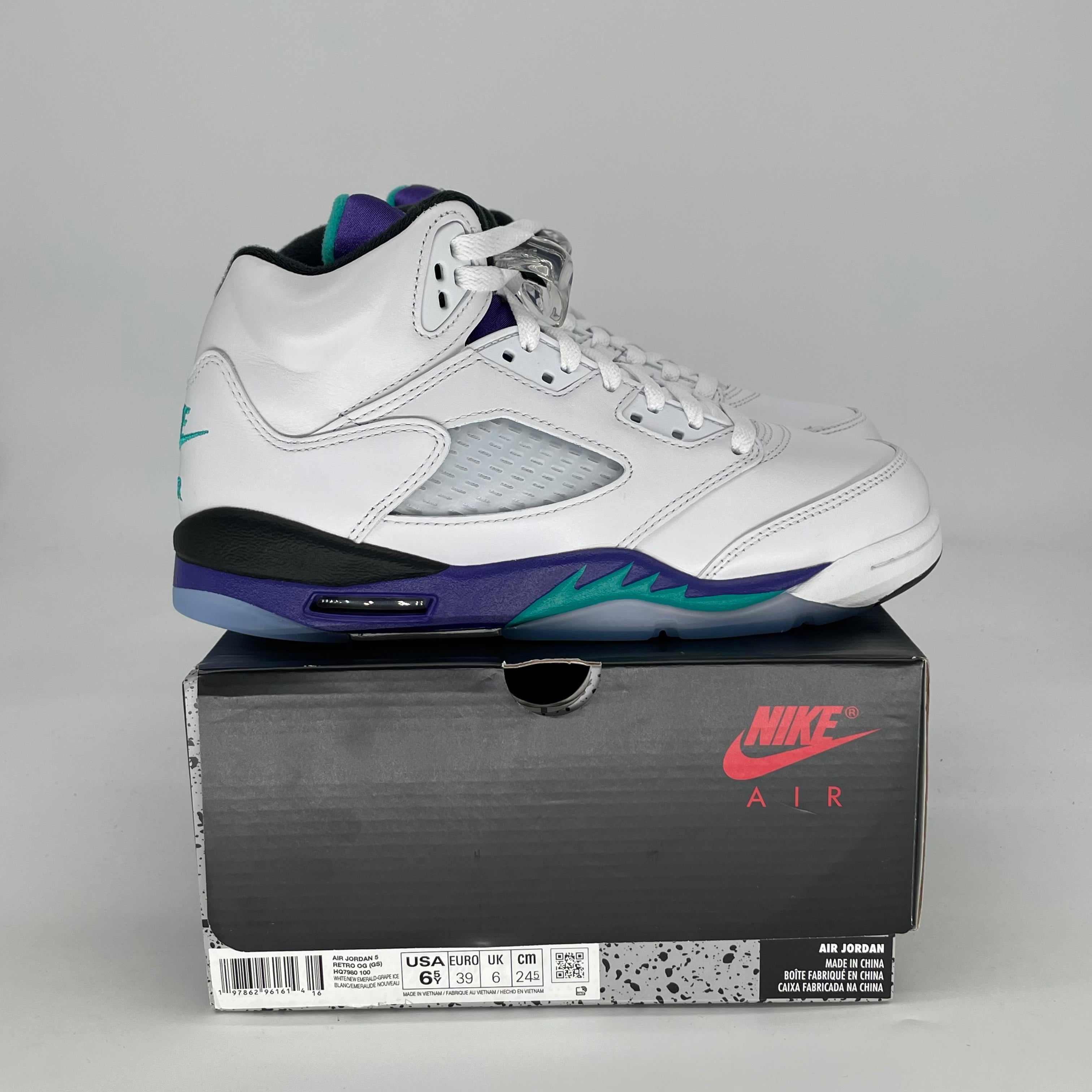 AIR JORDAN 5 GRAPE HQ7980-100 SIZE 6.5/8W
