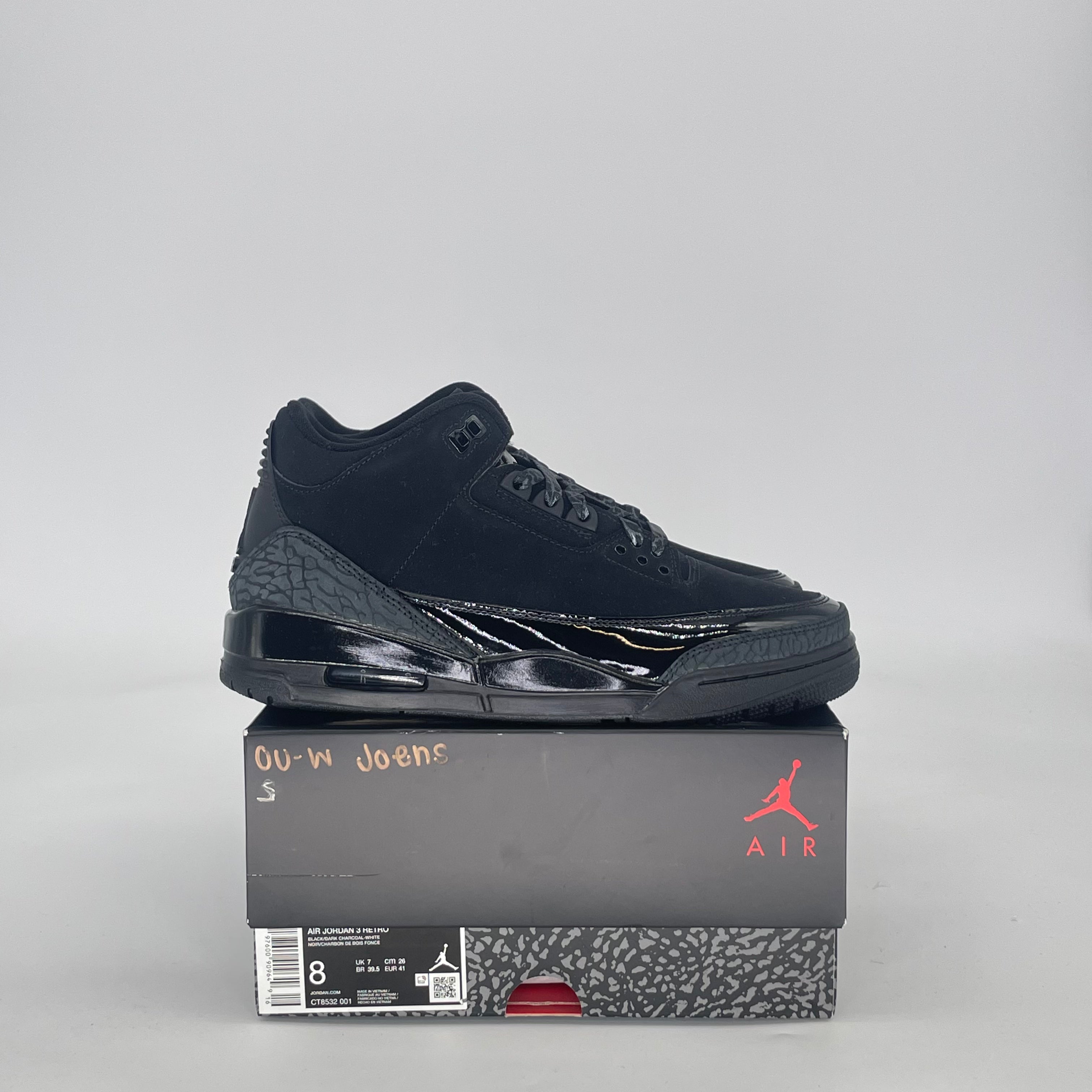 AIR JORDAN 3 BLACK CAT CT8532-001 SIZE 8/9.5W