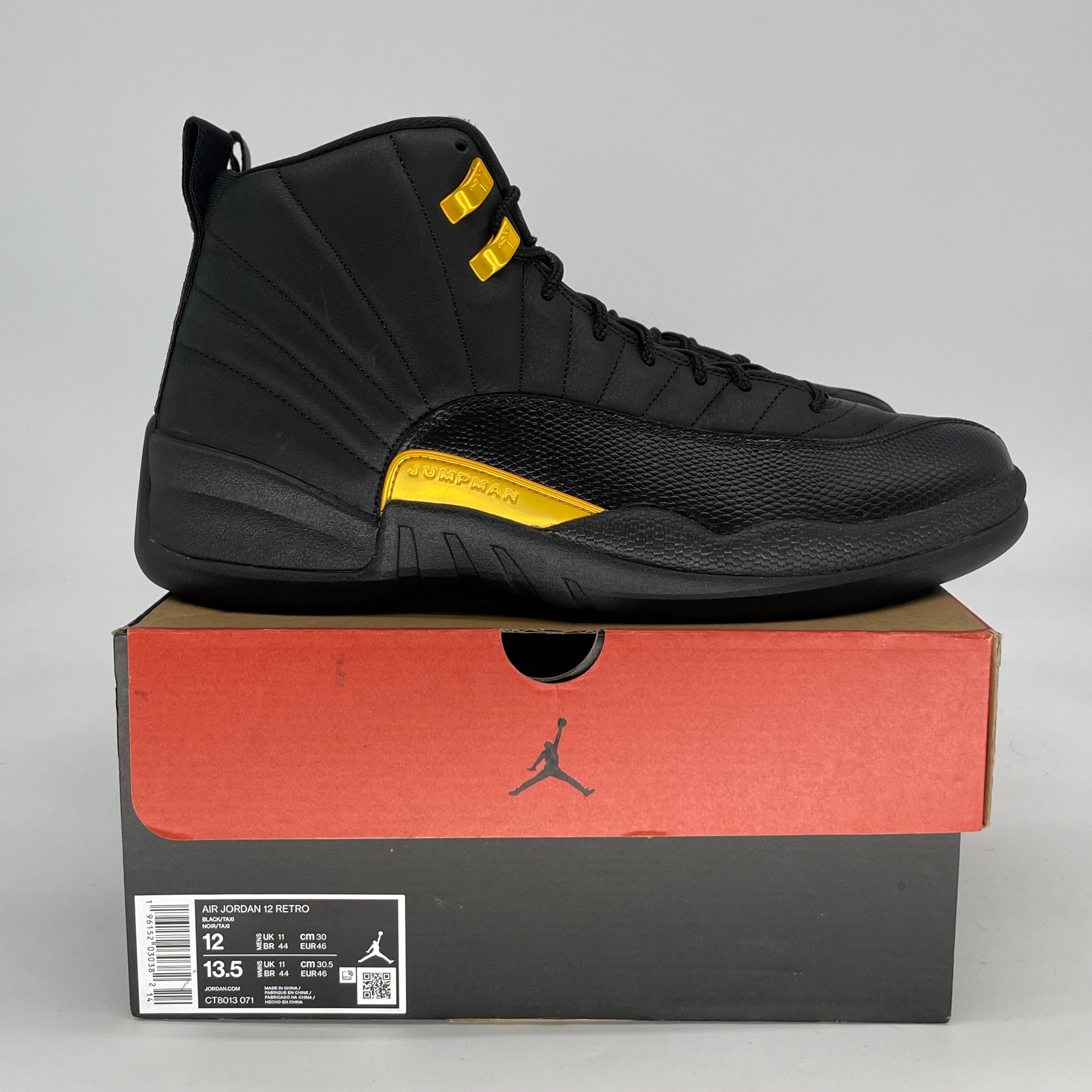 AIR JORDAN 12 BLACK TAXI CT8013-071 SIZE 12/13.5W