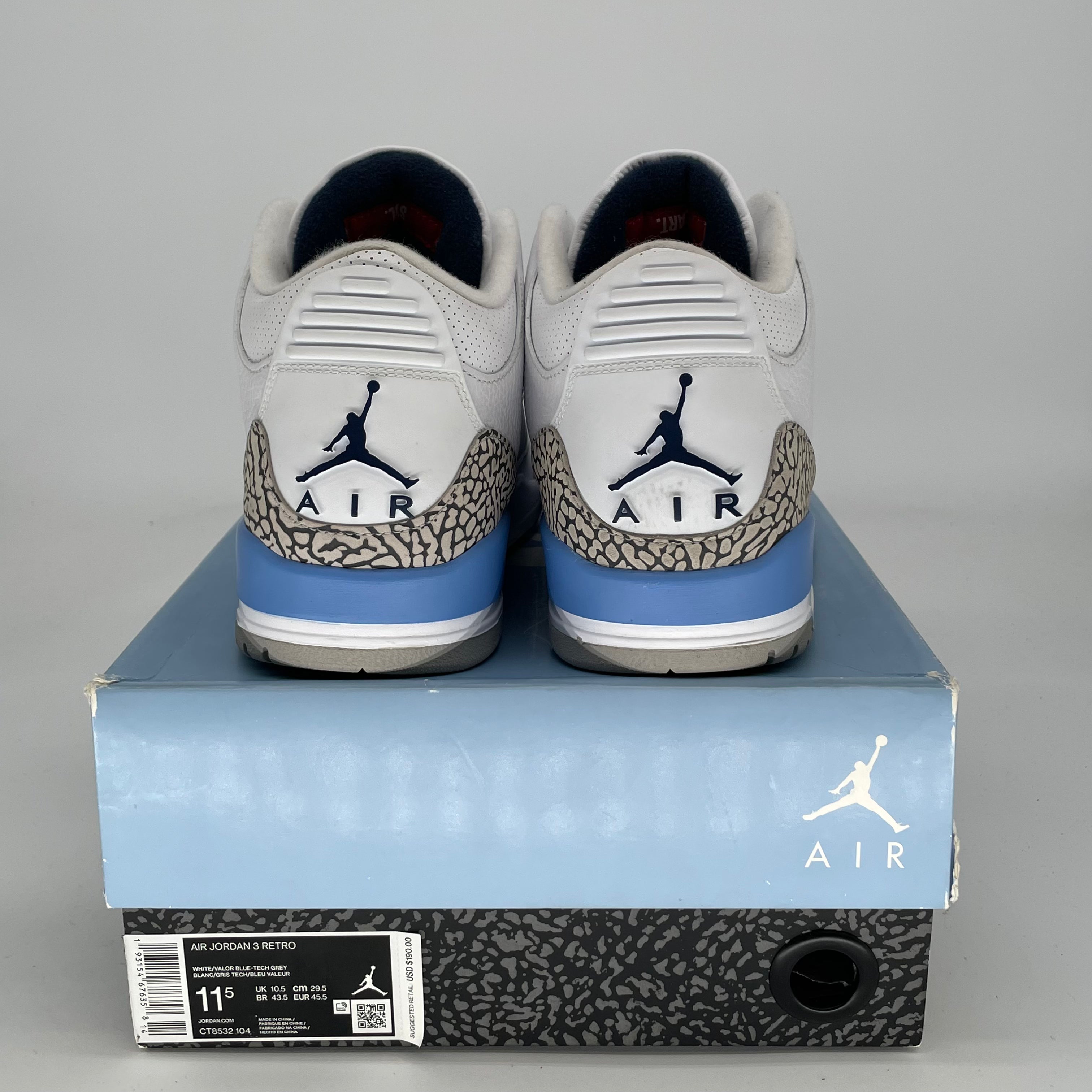 AIR JORDAN 3 UNC SIZE 11.5/13W CT8532-104