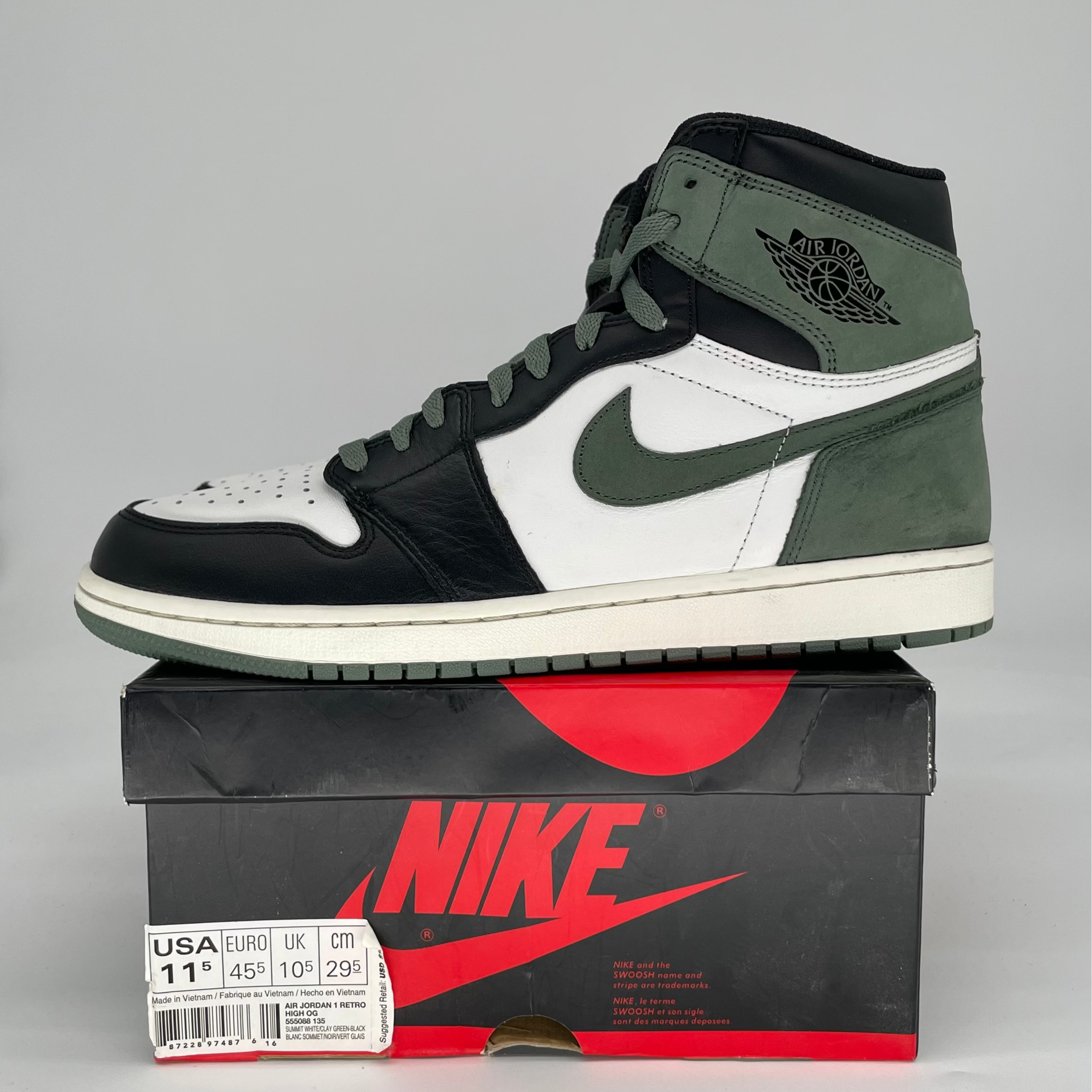 AIR JORDAN 1 CLAY GREEN 555088-135 SIZE 12/13.5W