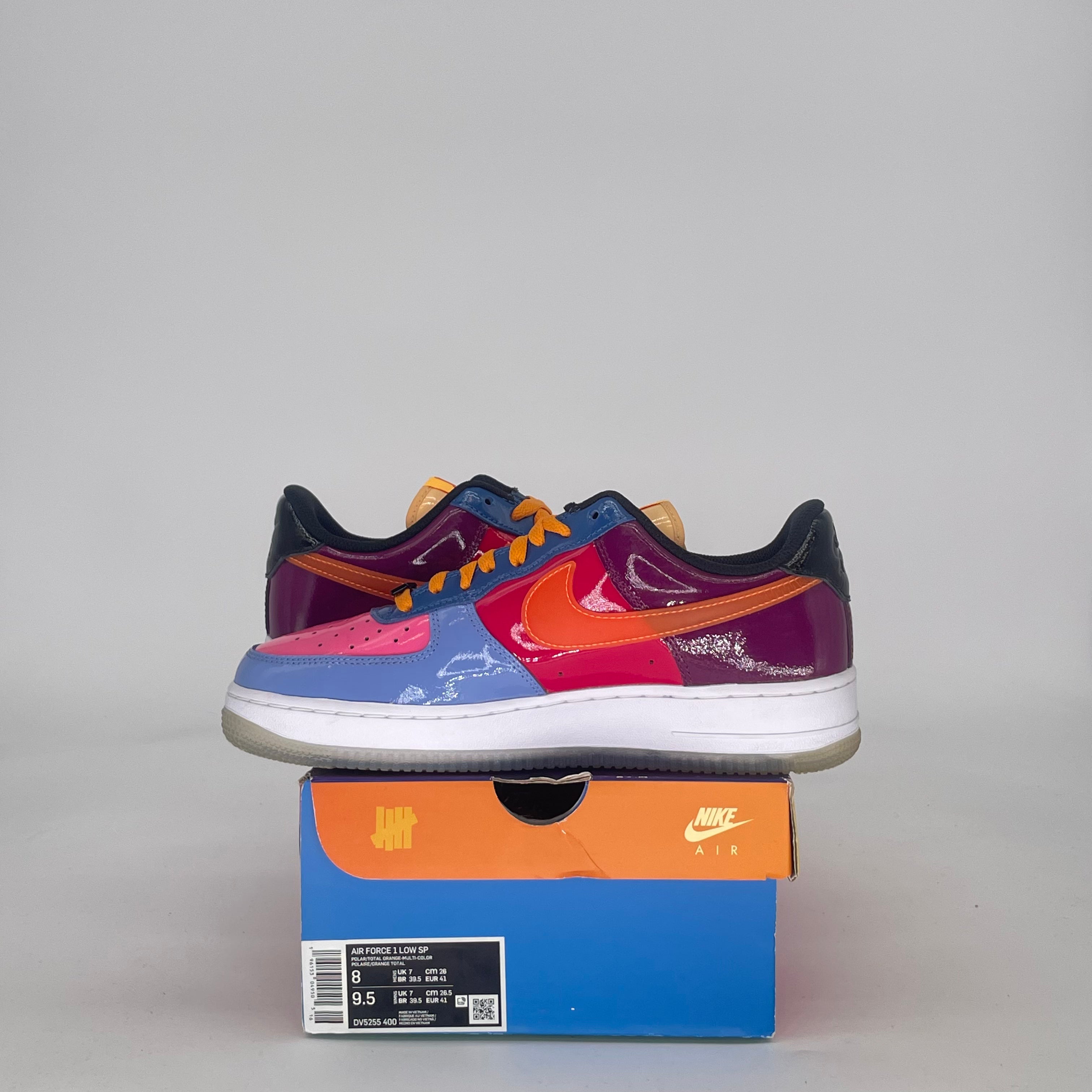 NIKE AIR FORCE 1 LOW UNDEFEATED MULTI-PATENT TOTAL ORANGE DV5255-400 SIZE 8/9.5W
