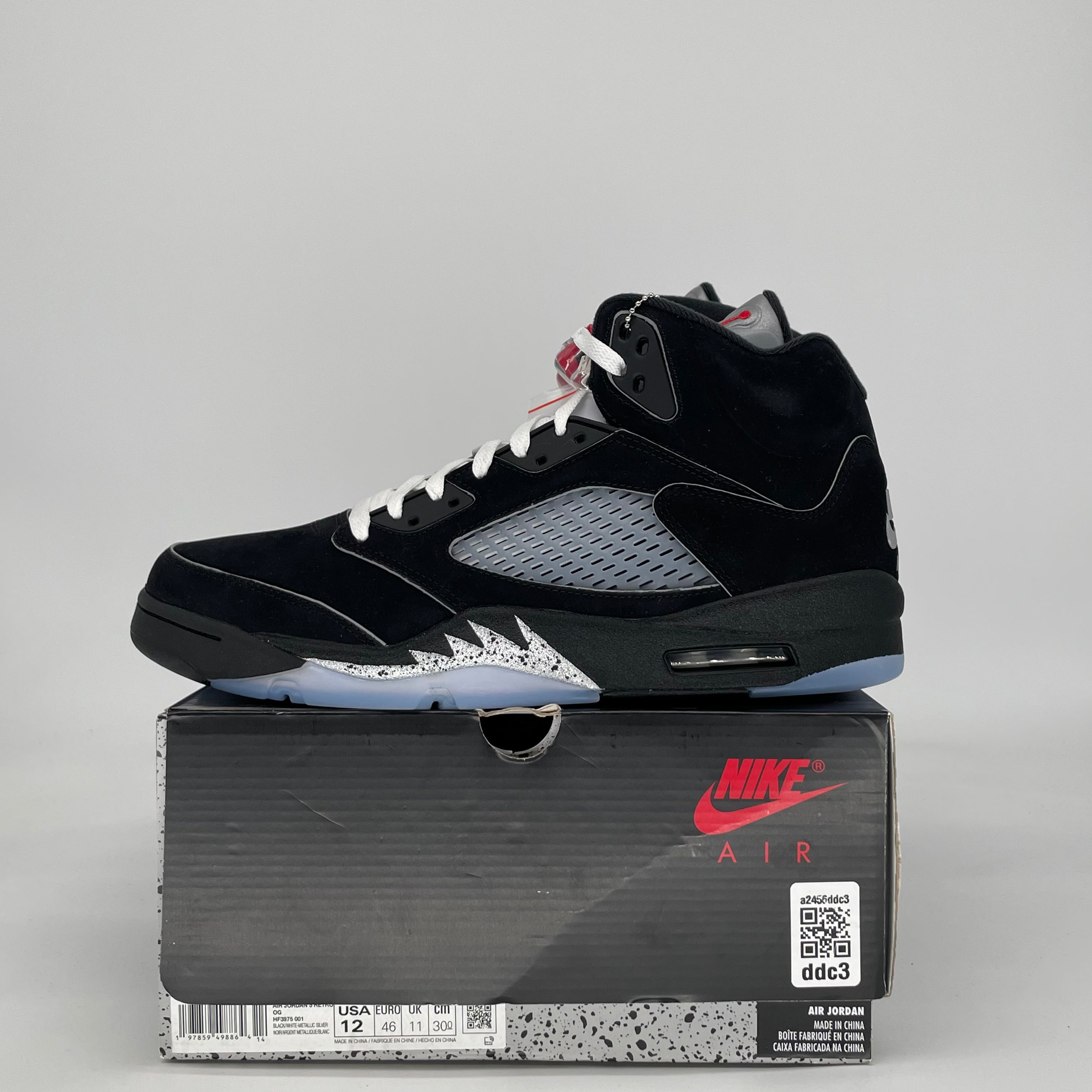 AIR JORDAN 5 BLACK METALLIC REIMAGINED HF3975-001 SIZE 12/13.5W