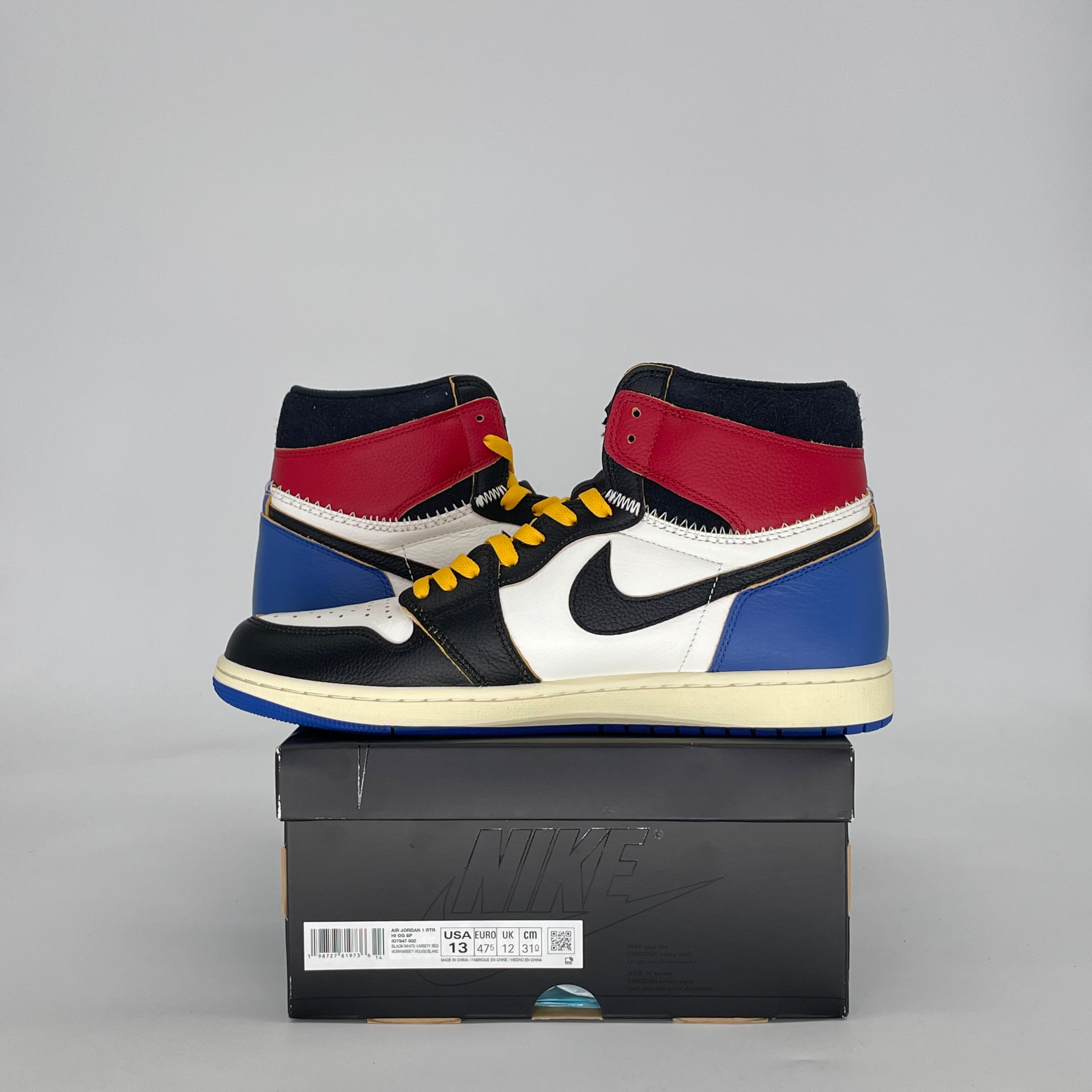 AIR JORDAN 1 FRAGMENT X UNION LA VARSITY RED SPORT ROYAL IO7847-002 SIZE 13/14.5W