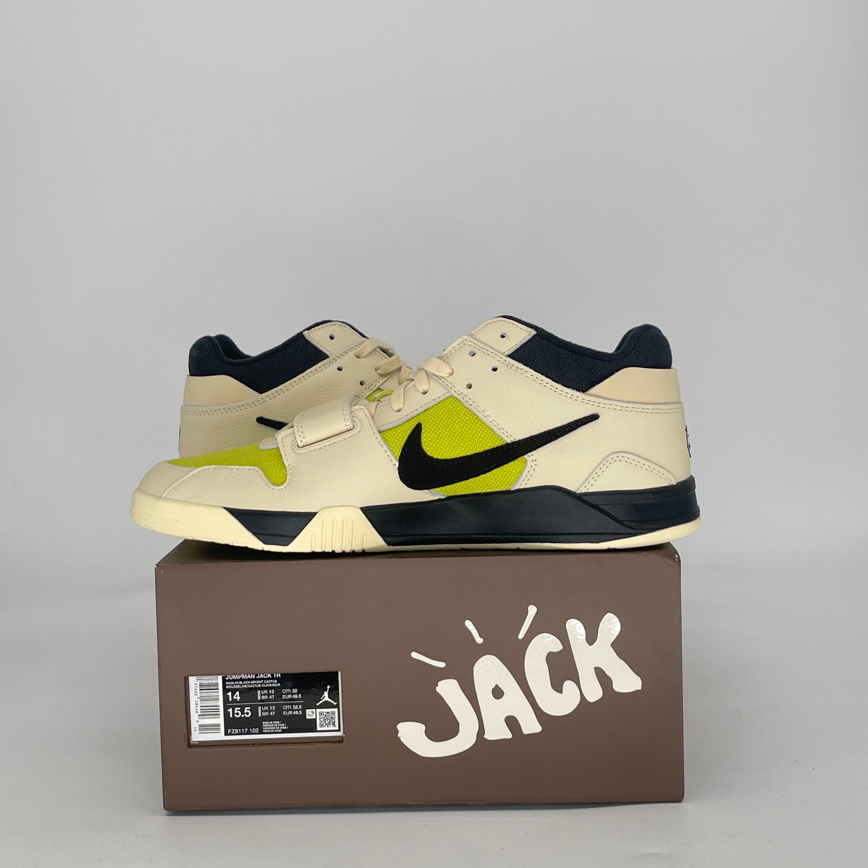 AIR JORDAN JUMPMAN JACK TR TRAVIS SCOTT BRIGHT CACTUS FZ8117-102 SIZE 14/15.5W