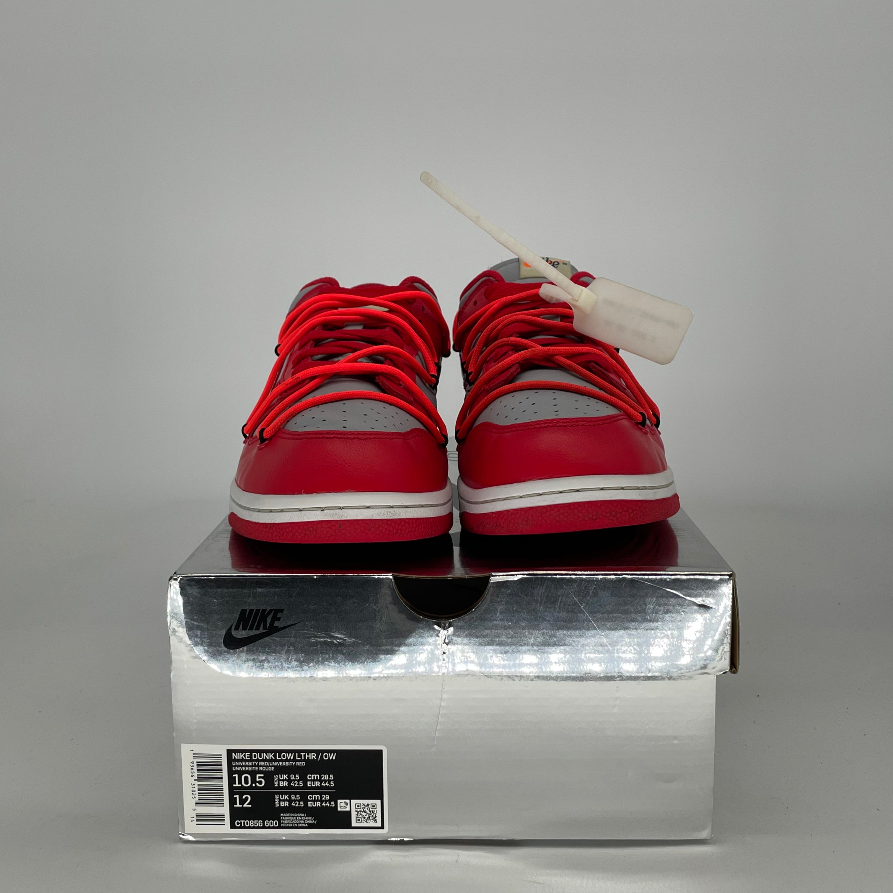 OFF WHITE X NIKE DUNK LOW UNIVERSITY RED CT0856-600 SIZE 10.5/12W