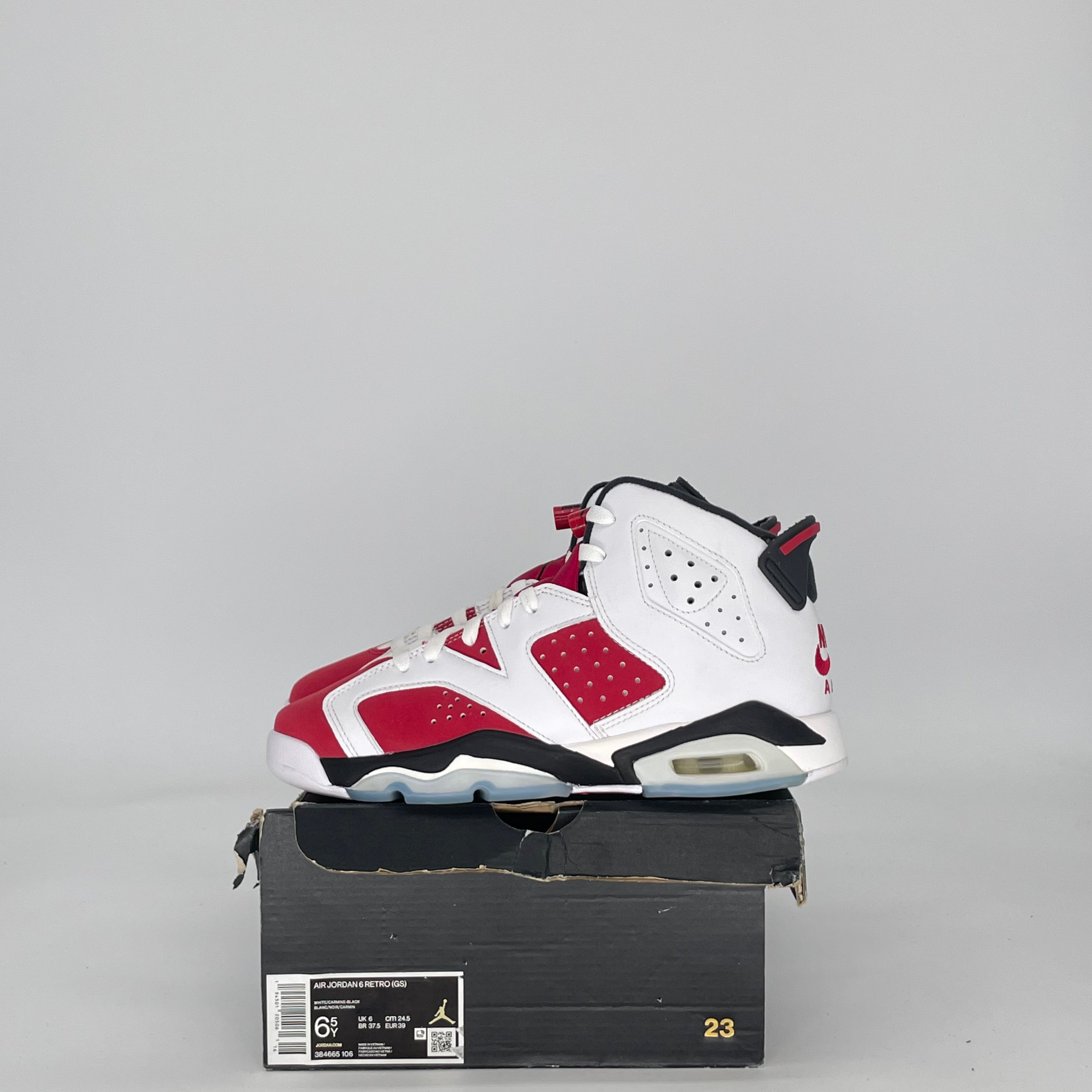 AIR JORDAN 6 CARMINE (2021) 384665-106 SIZE 6.5/8W GS