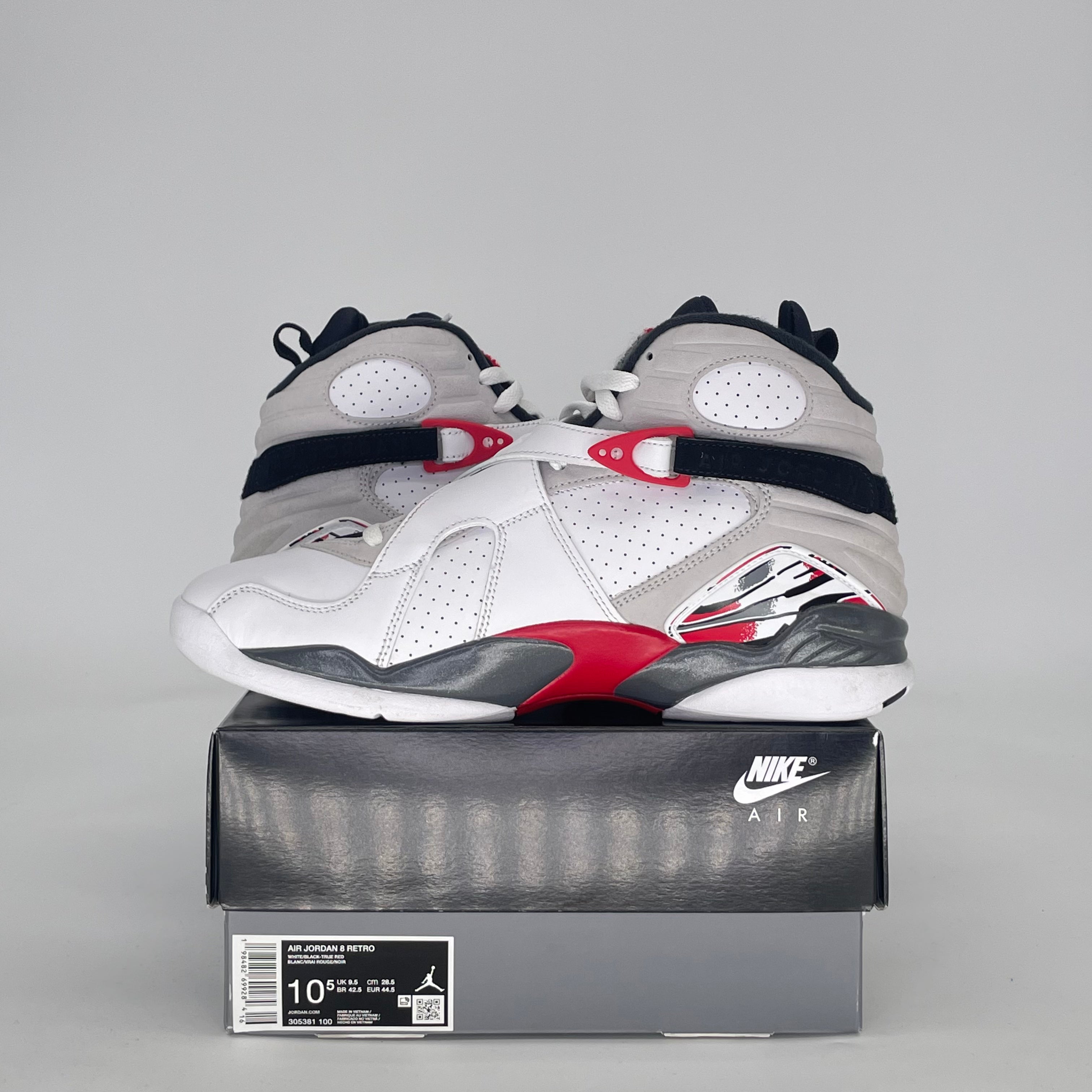 AIR JORDAN 8 WHITE TRUE RED 305381-100 SIZE 10.5/12W