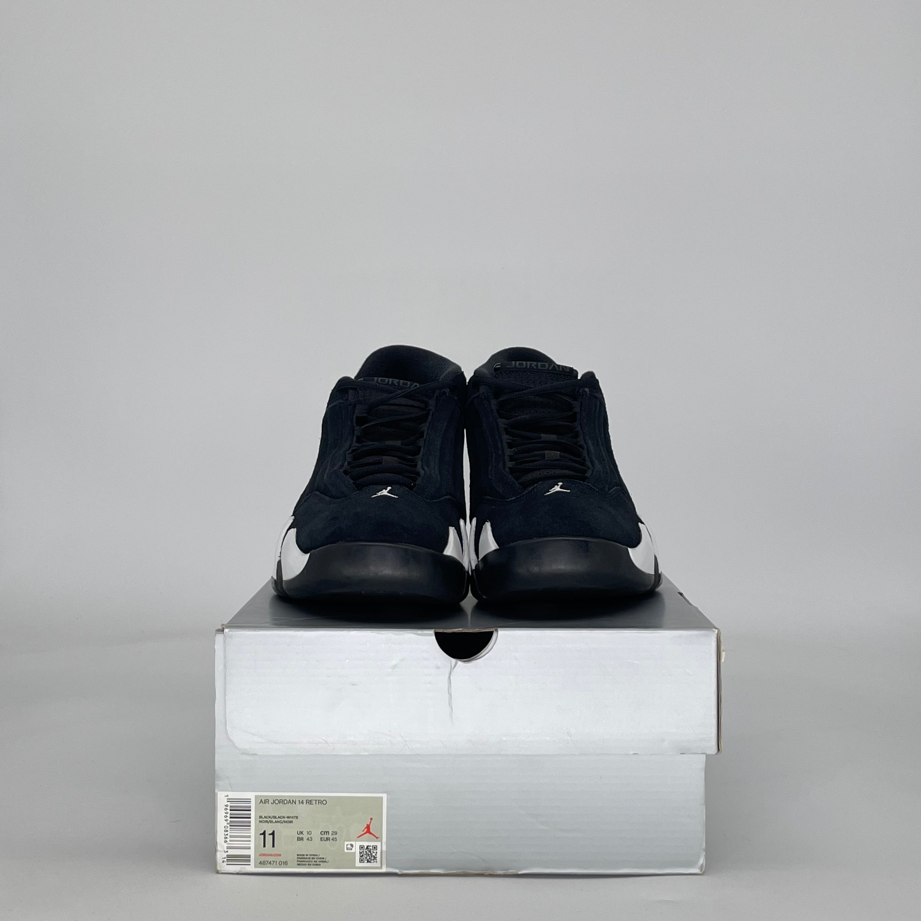 AIR JORDAN 14 BLACK WHITE 487471-016 SIZE 11/12.5W
