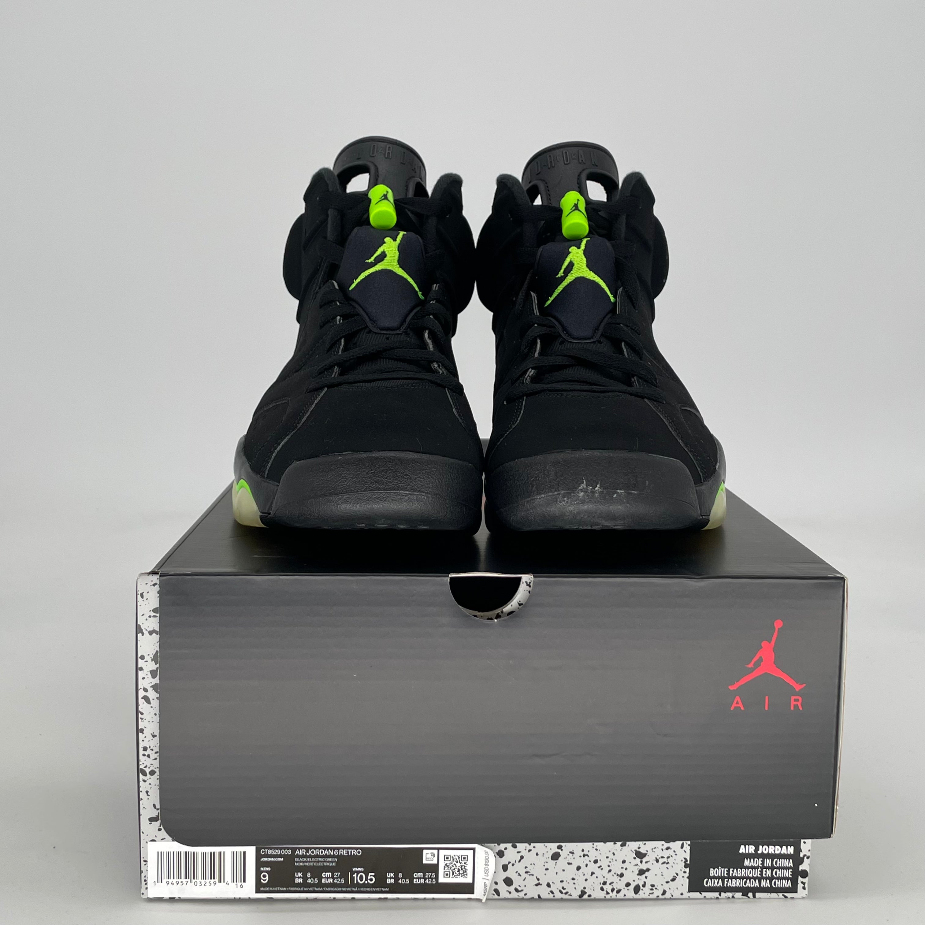 AIR JORDAN 6 ELETRIC GREEN CT8529-003 SIZE 9/10.5W
