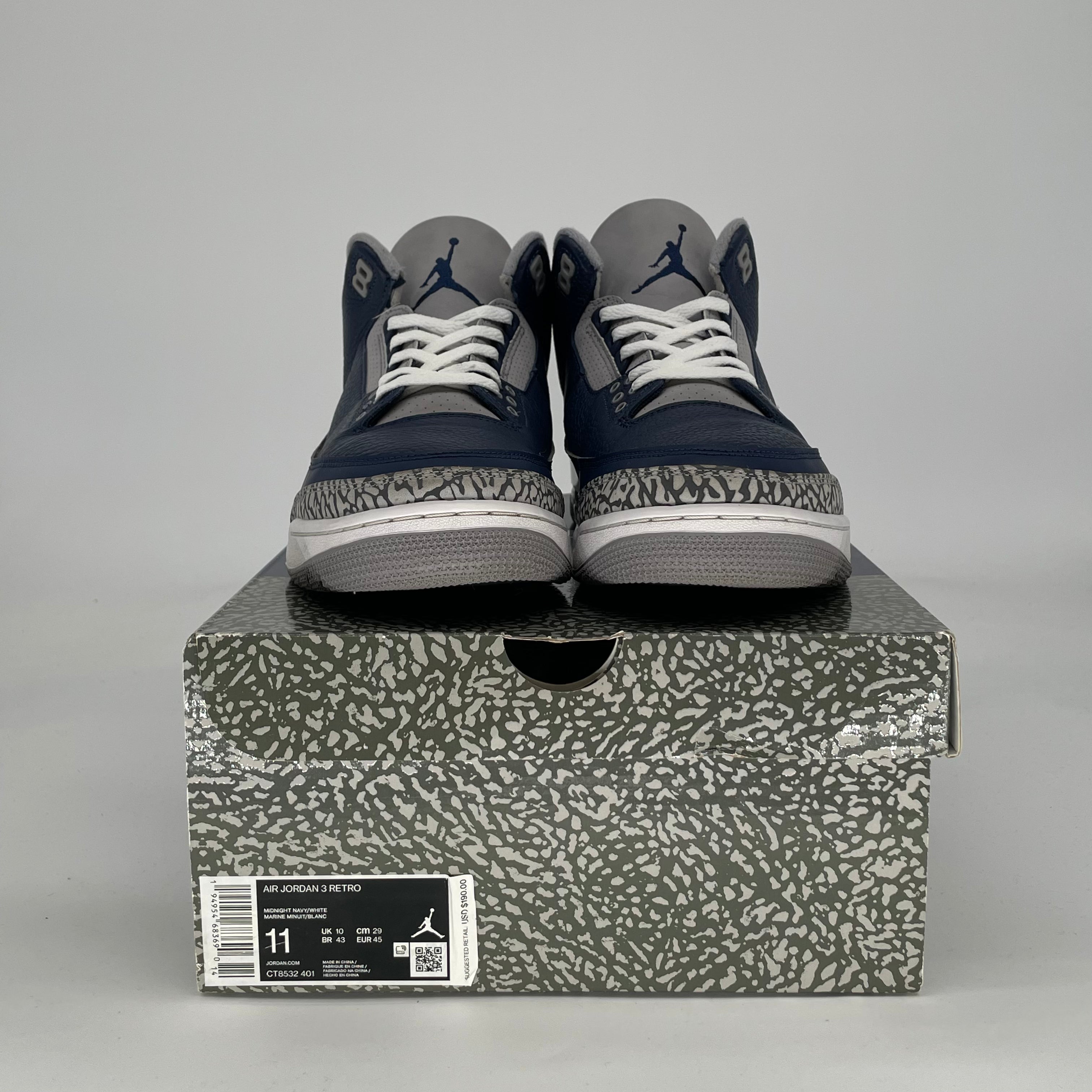 AIR JORDAN 3 GEORGETOWN CT8532-401 SIZE 11/12.5W