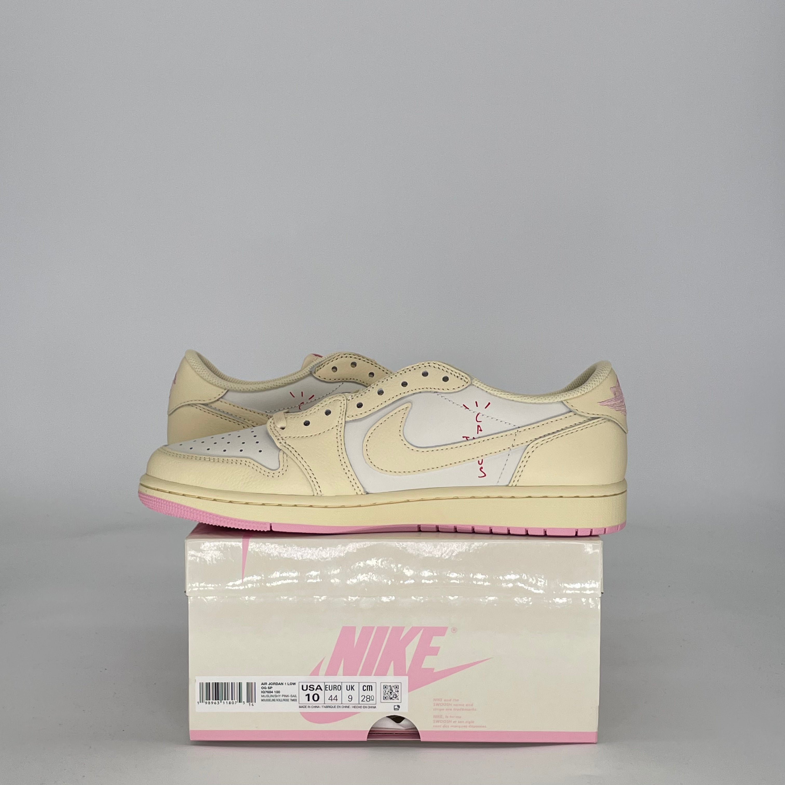 AIR JORDAN 1 LOW TRAVIS SCOTT SHY PINK IQ7604-100 SIZE 10/11.5W