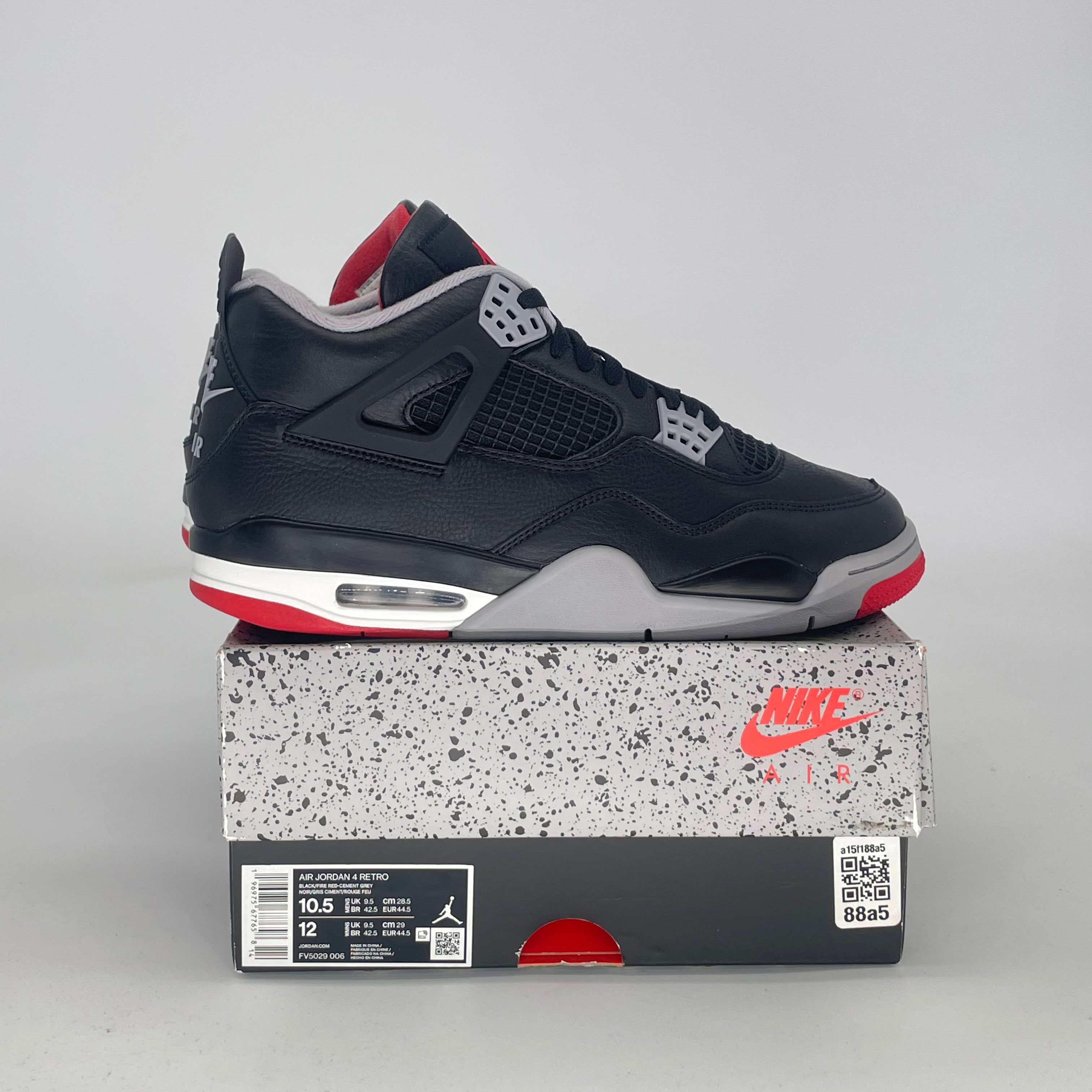 AIR JORDAN 4 BRED REIMAGINED FV5029-006 SIZE 10.5/12W