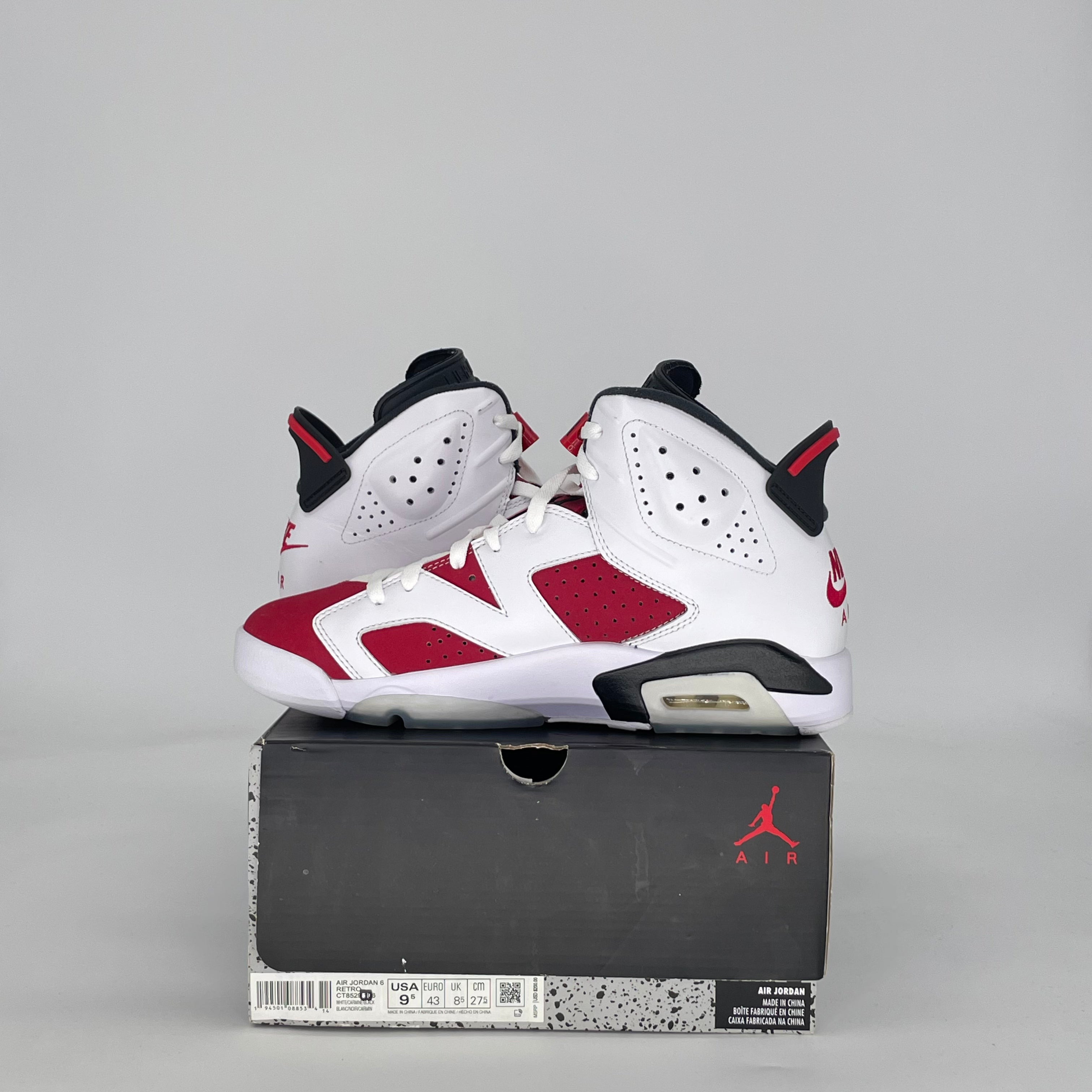 AIR JORDAN 6 CARMINE (2021) CT8529-106 SIZE 9.5/11W