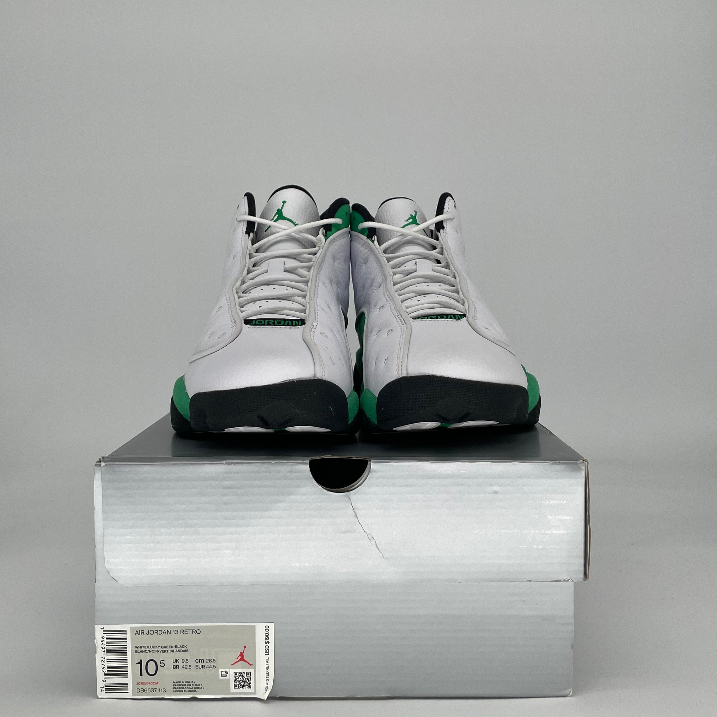 AIR JORDAN 13 WHITE LUCKY GREEN DB6537-113 SIZE 10/11.5W