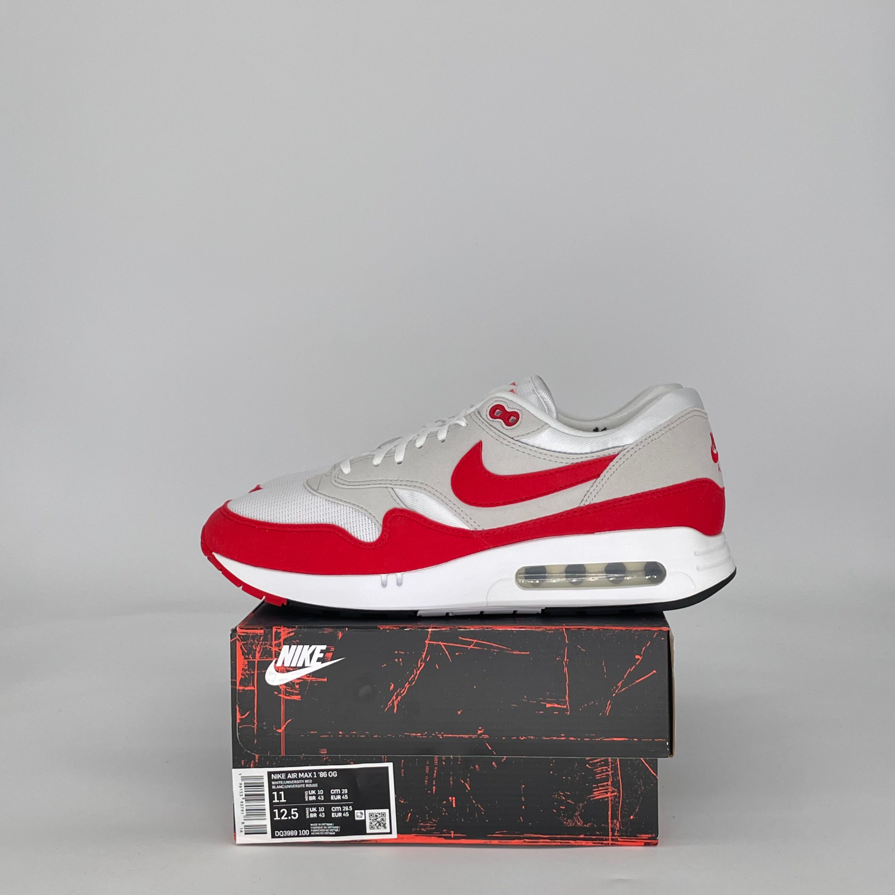 NIKE AIR MAX 1 '86 BIG BUBBLE SPORT RED DQ3989-100 SIZE 11/12.5W
