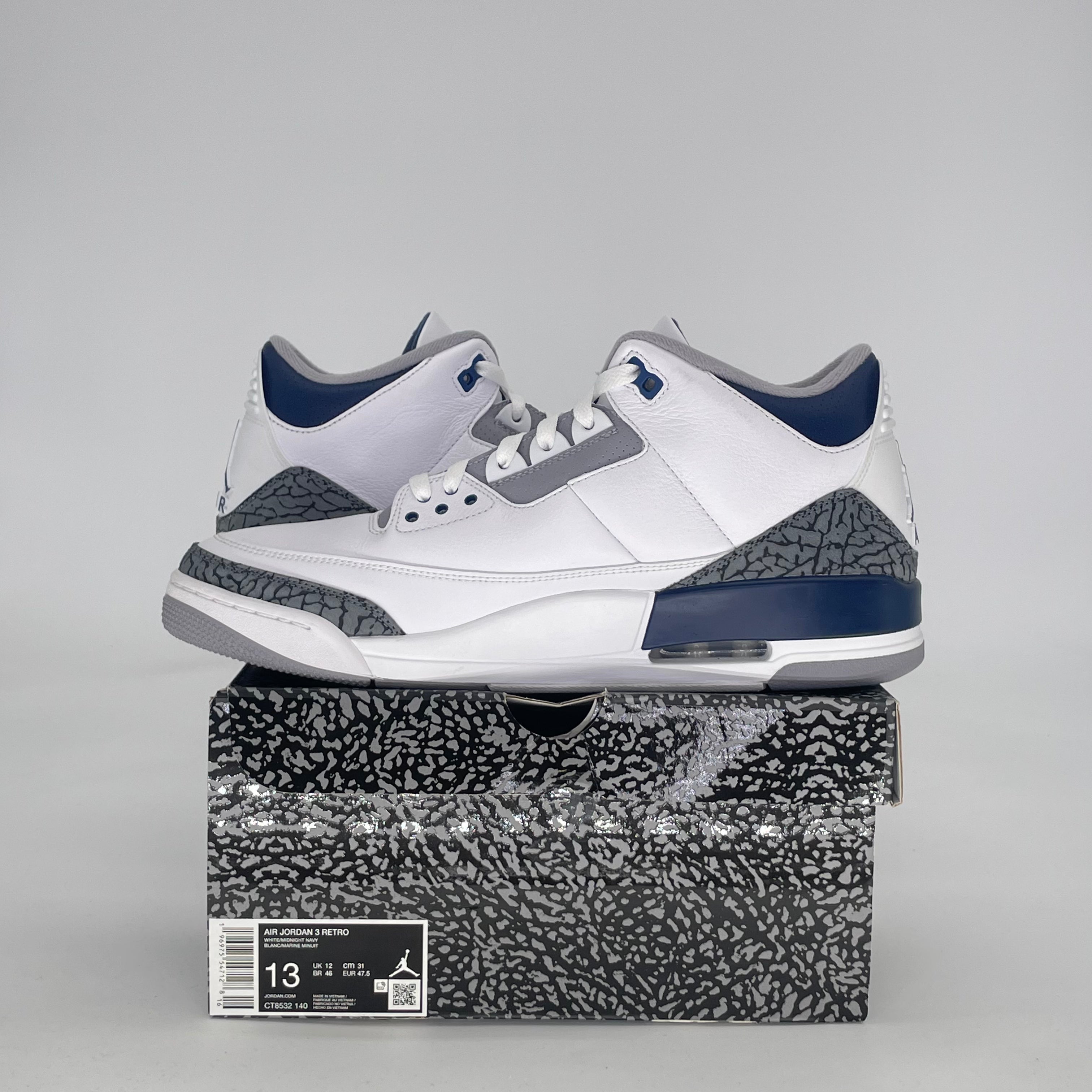 AIR JORDAN 3 MIDNIGHT NAVY CT8532-140 SIZE 13/14.5W