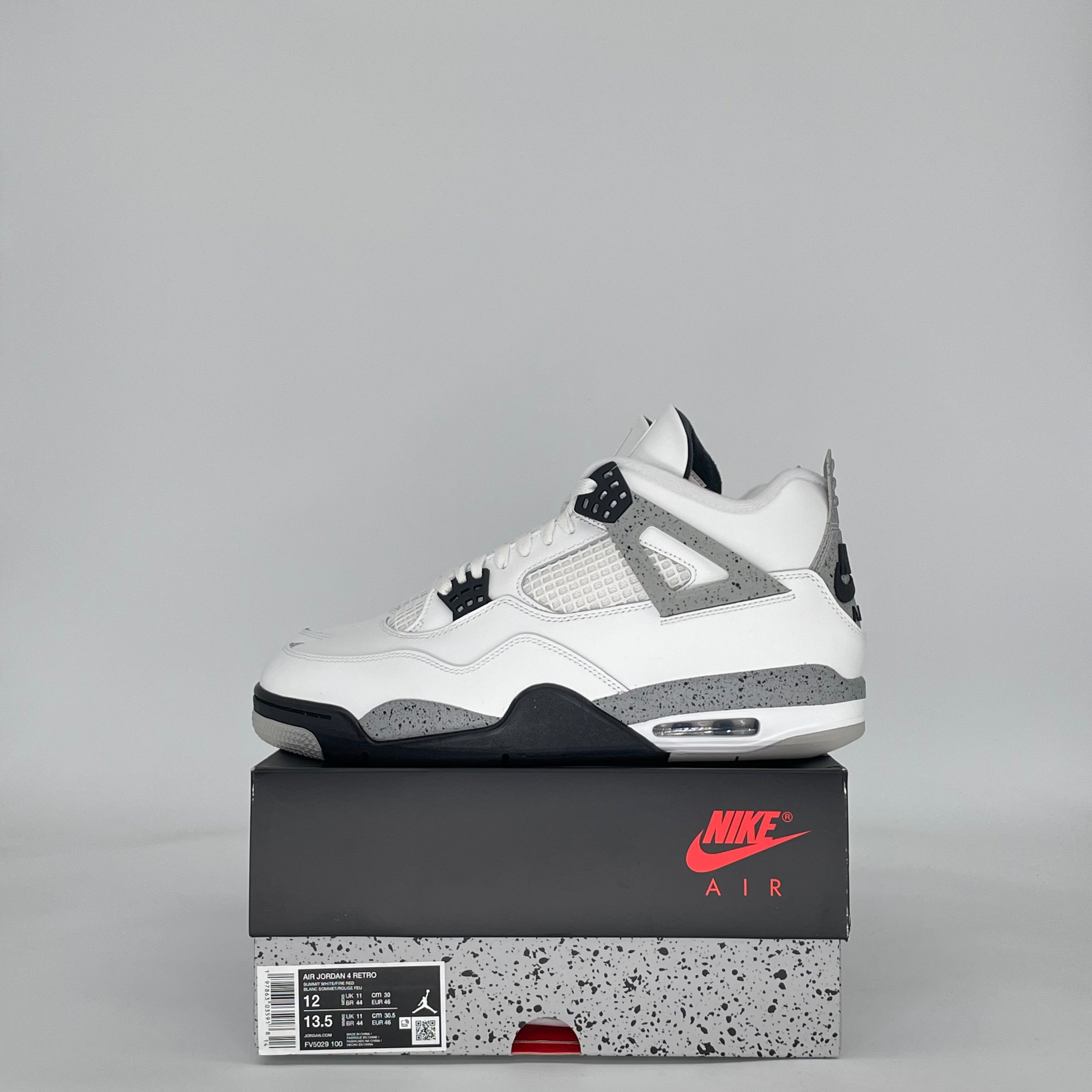 AIR JORDAN 4 WHITE CEMENT FV5029-100 SIZE 12/13.5W