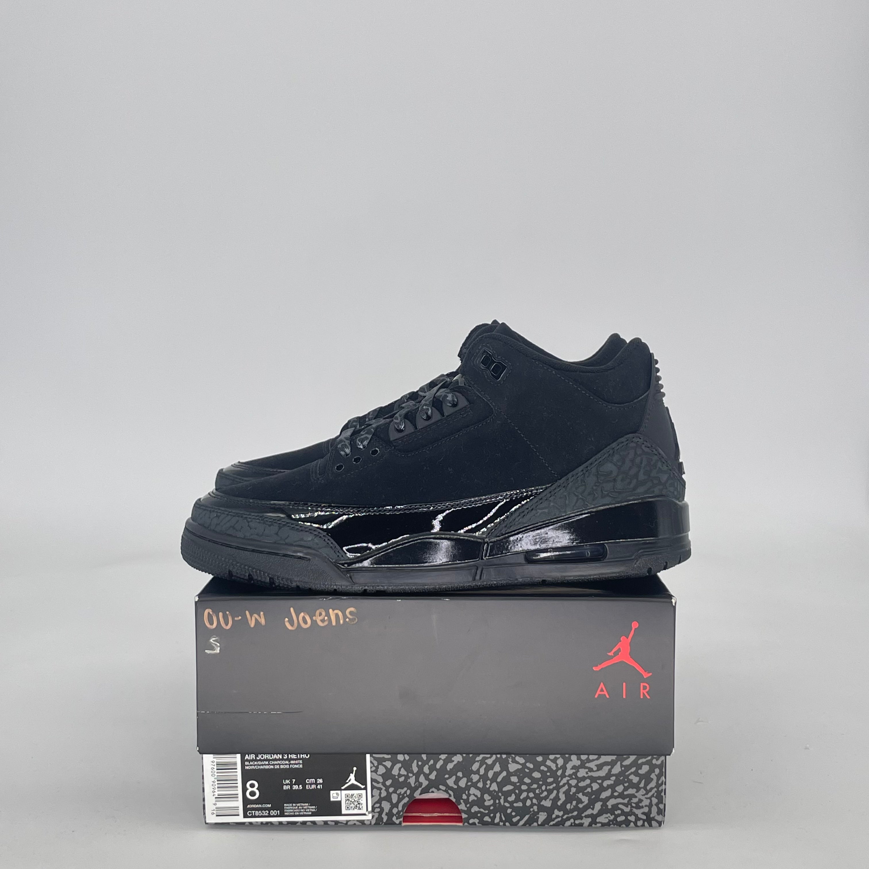 AIR JORDAN 3 BLACK CAT CT8532-001 SIZE 8/9.5W