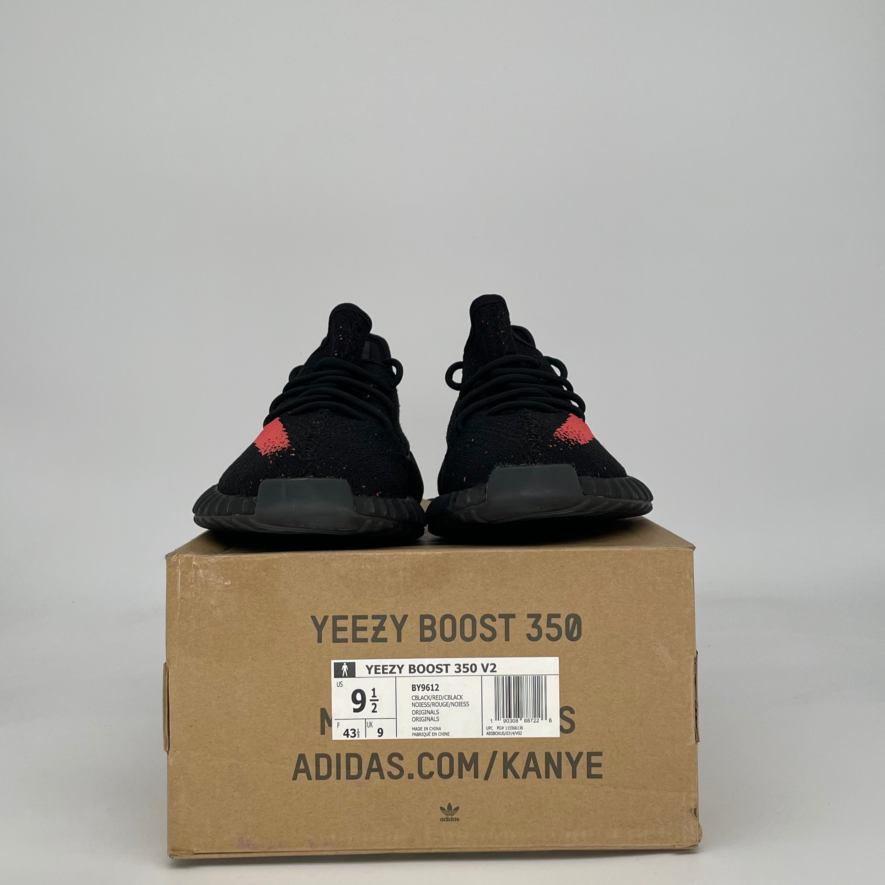 ADIDAS YEEZY BOOST 350 V2 CORE BLACK RED BY9612 SIZE 9.5/11W