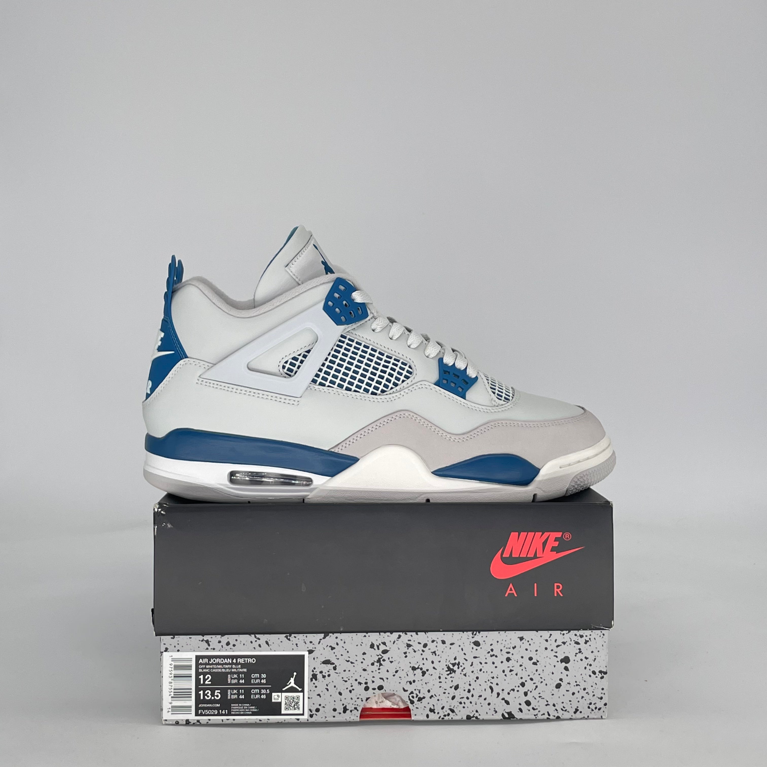 AIR JORDAN 4 MILITARY BLUE FV5029-141 SIZE 12/13.5W