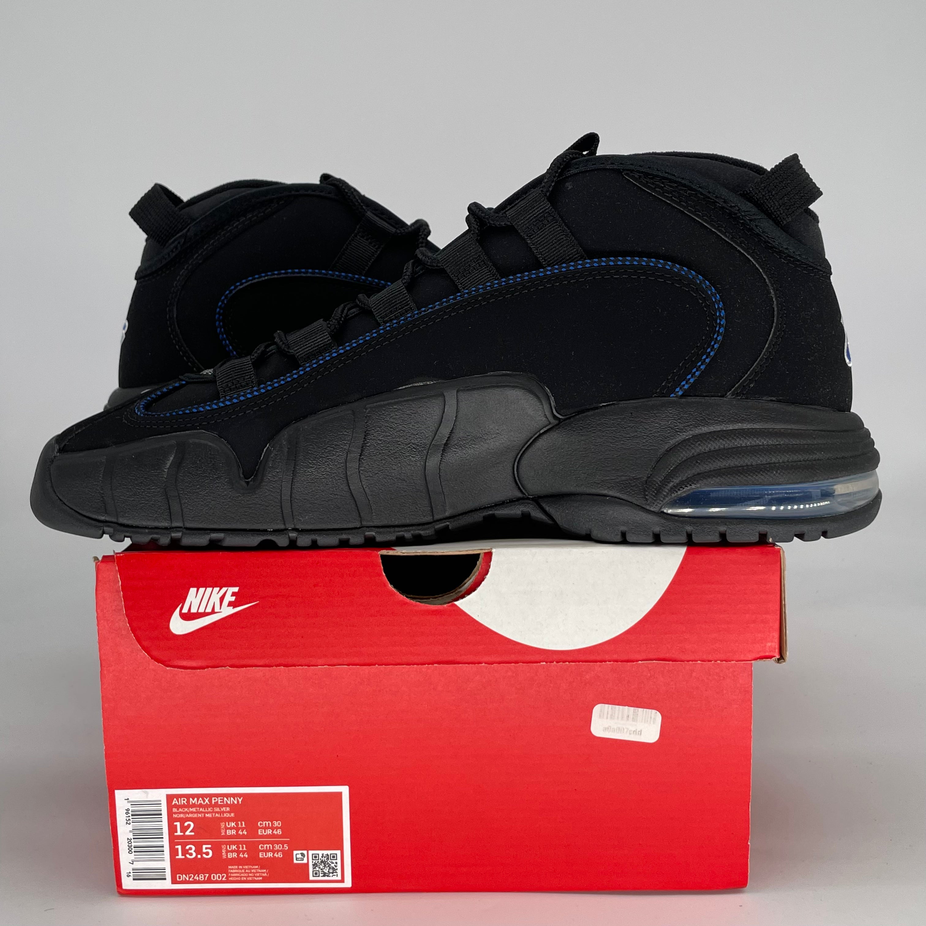 NIKE AIR MAX PENNY 1 ALL STAR BLACK METALLIC SILVER DN2487-002 SIZE 12/13.5W