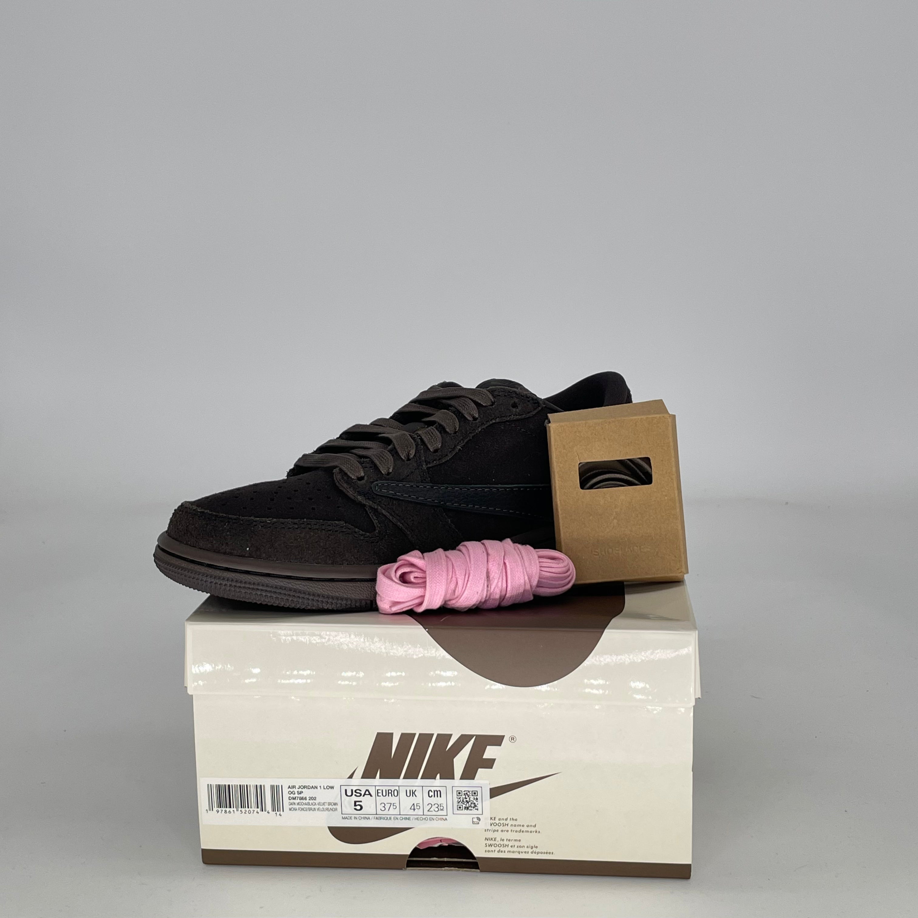AIR JORDAN 1 LOW X TRAVIS SCOTT VELVET BROWN DM7866-202 SIZE 5/6.5W