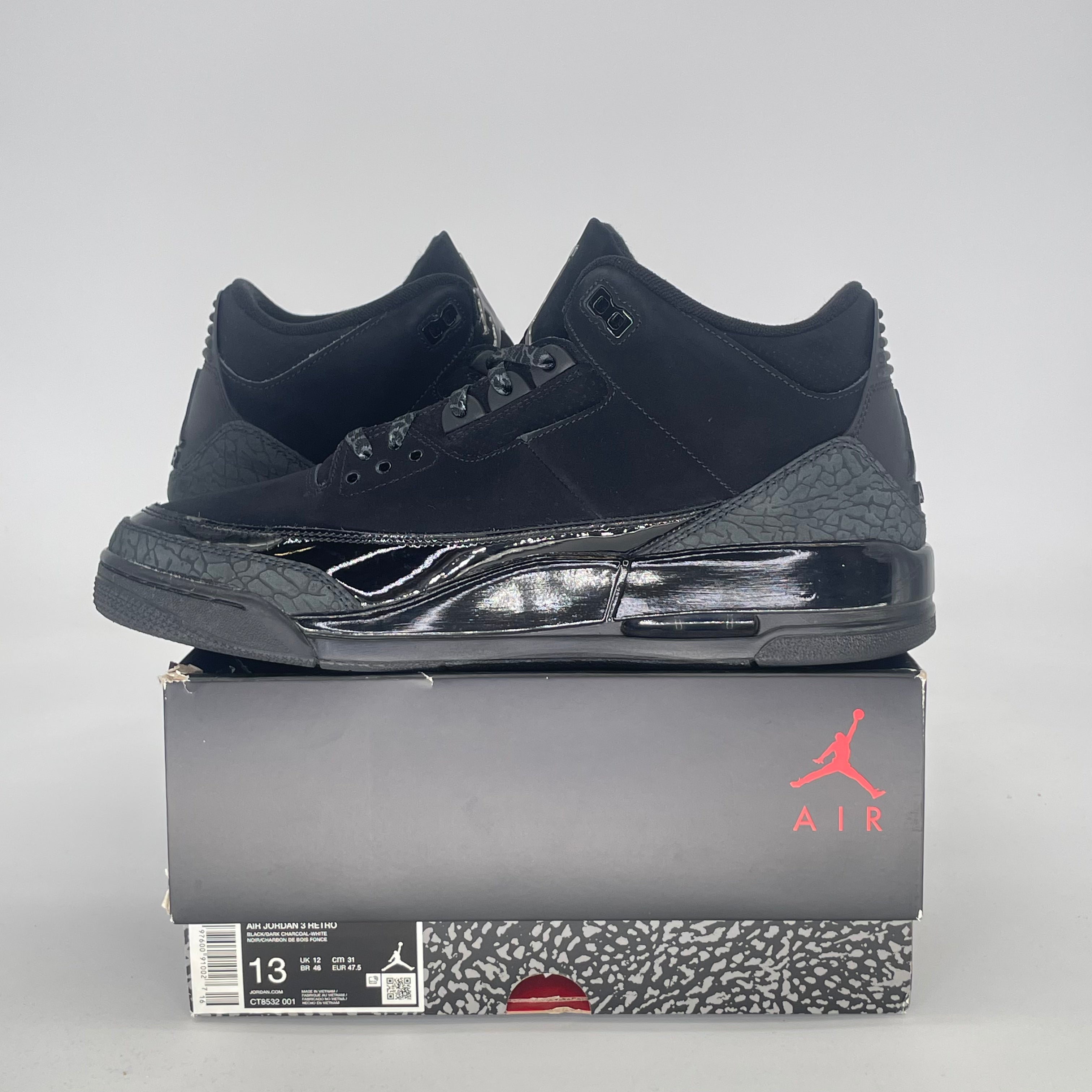 AIR JORDAN 3 BLACK CAT CT8532-001 SIZE 13/14.5W