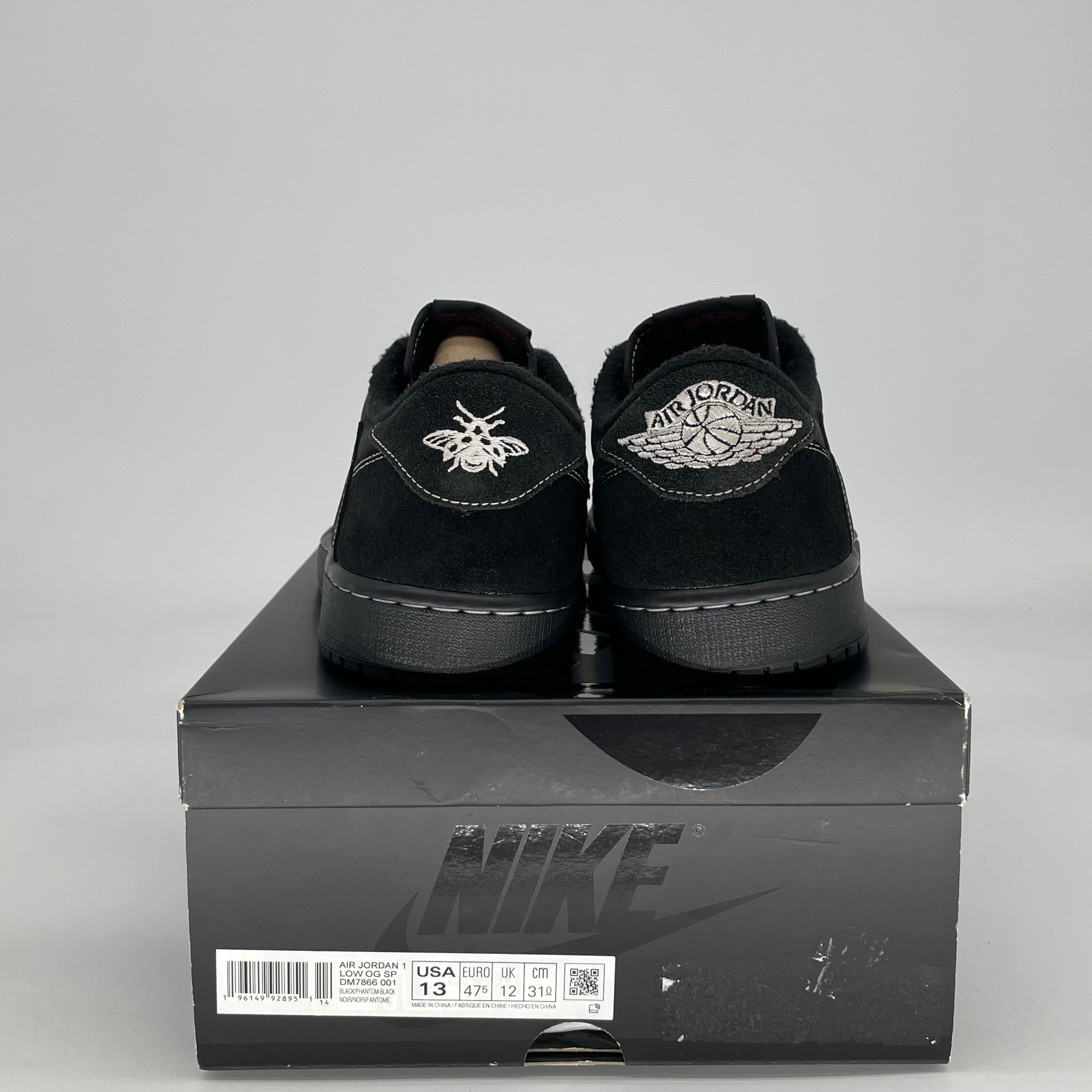AIR JORDAN 1 LOW X TRAVIS SCOTT BLACK PHANTOM DM7866-001 SIZE 13/14.5W