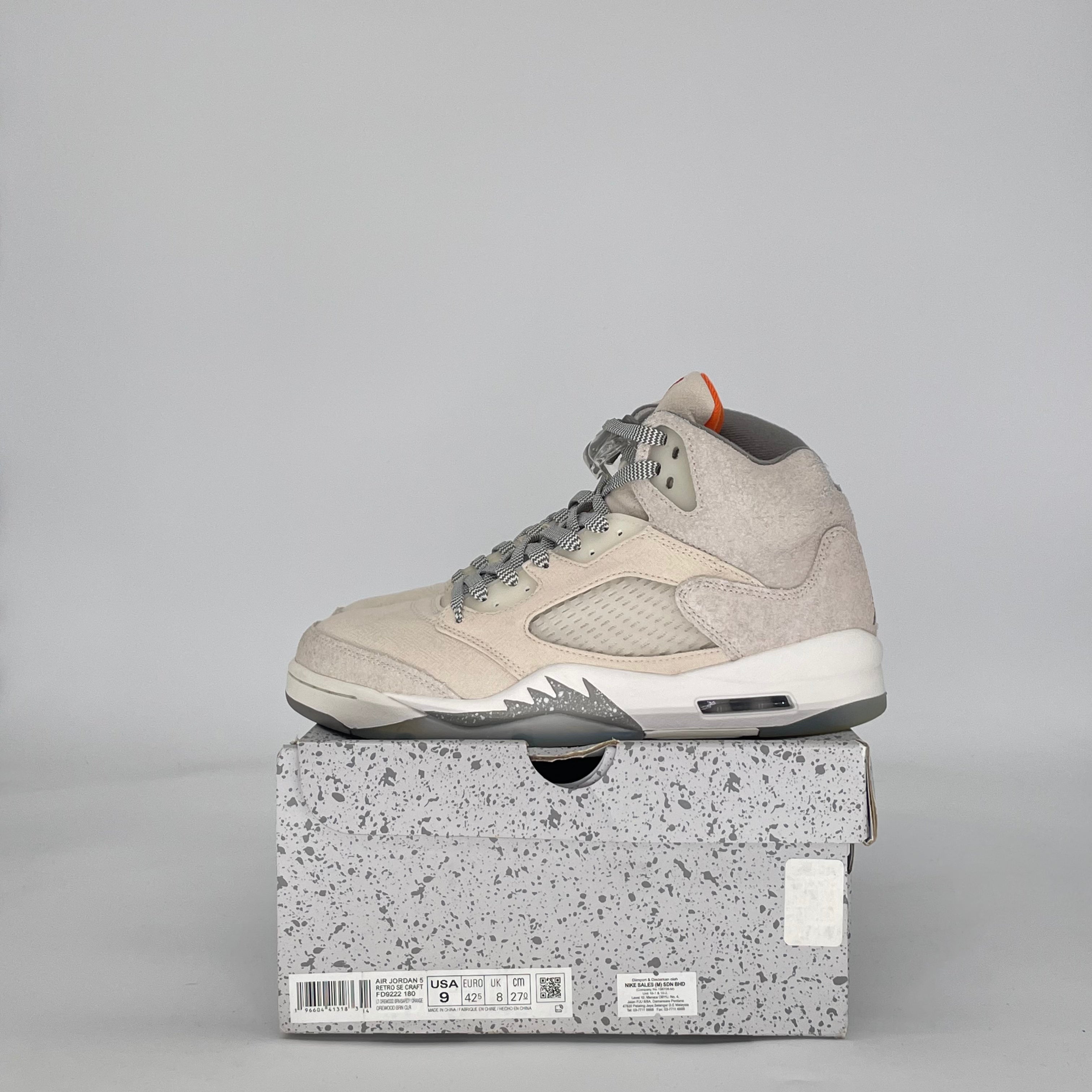 AIR JORDAN 5 CRAFT LIGHT OREWOOD BROWN FD9222-180 SIZE 9/10.5W