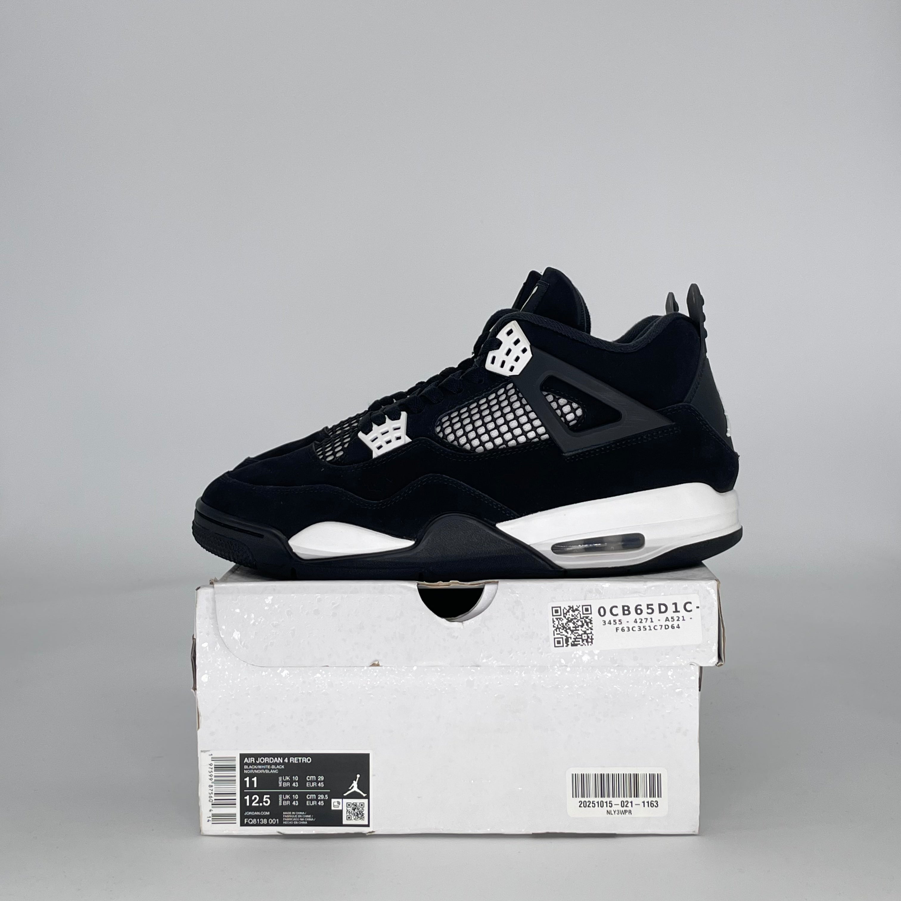 AIR JORDAN 4 WHITE THUNDER FQ8138-001 SIZE 11/12.5W