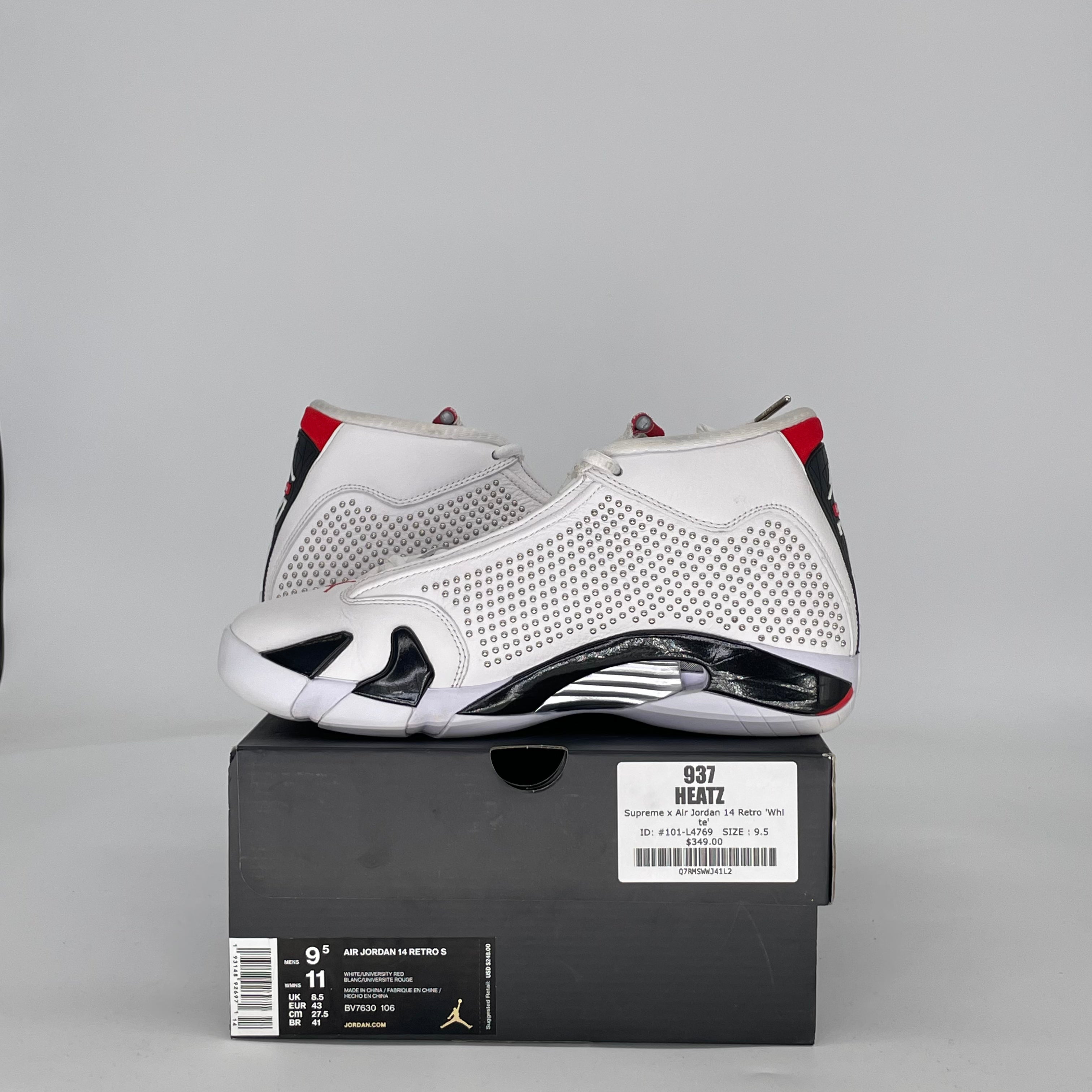 AIR JORDAN 14 SUPREME WHITE BV7630-106 SIZE 9.5/11W