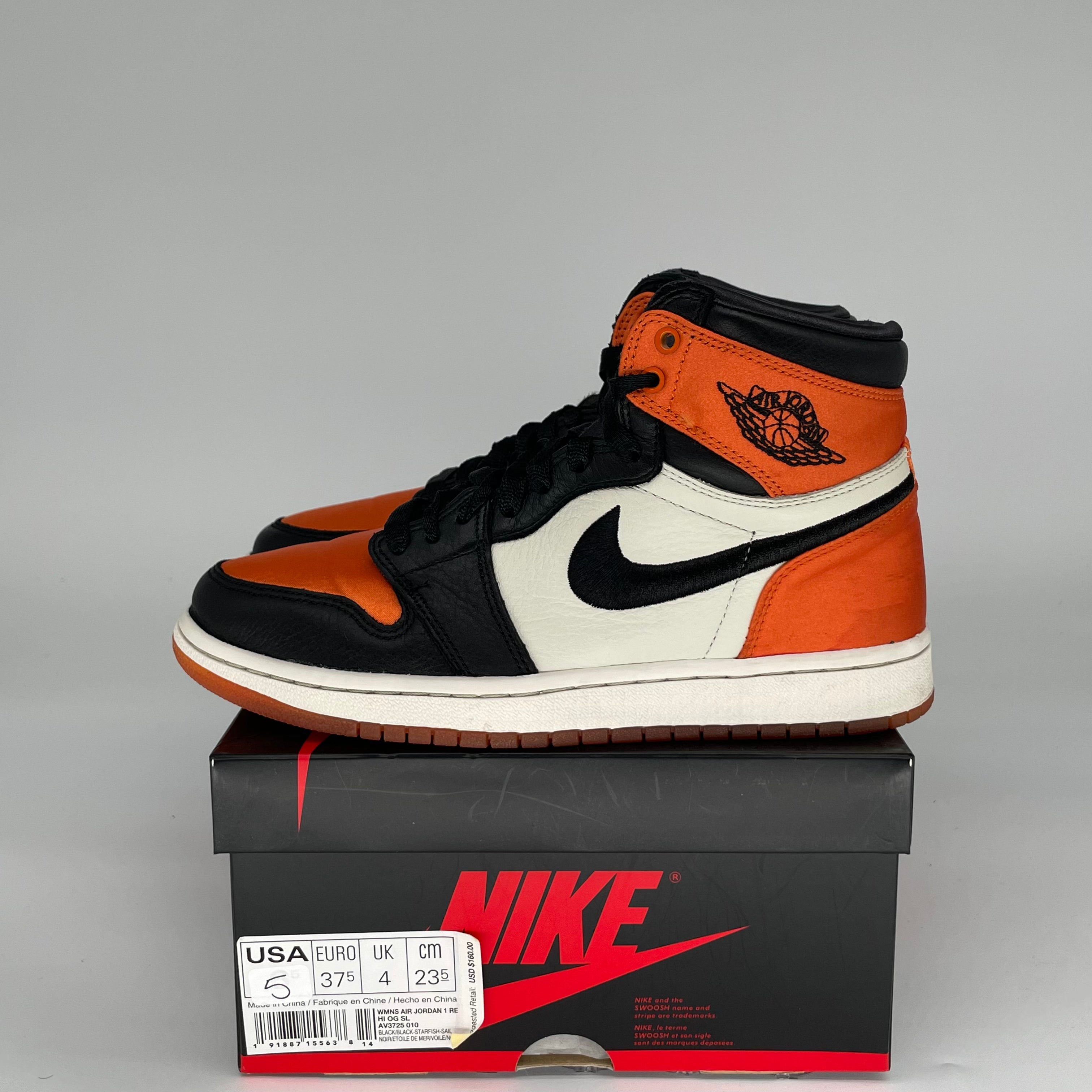 AIR JORDAN 1 SATIN SHATTERED BACKBOARD W  AV3725-010 SIZE 5/6.5W