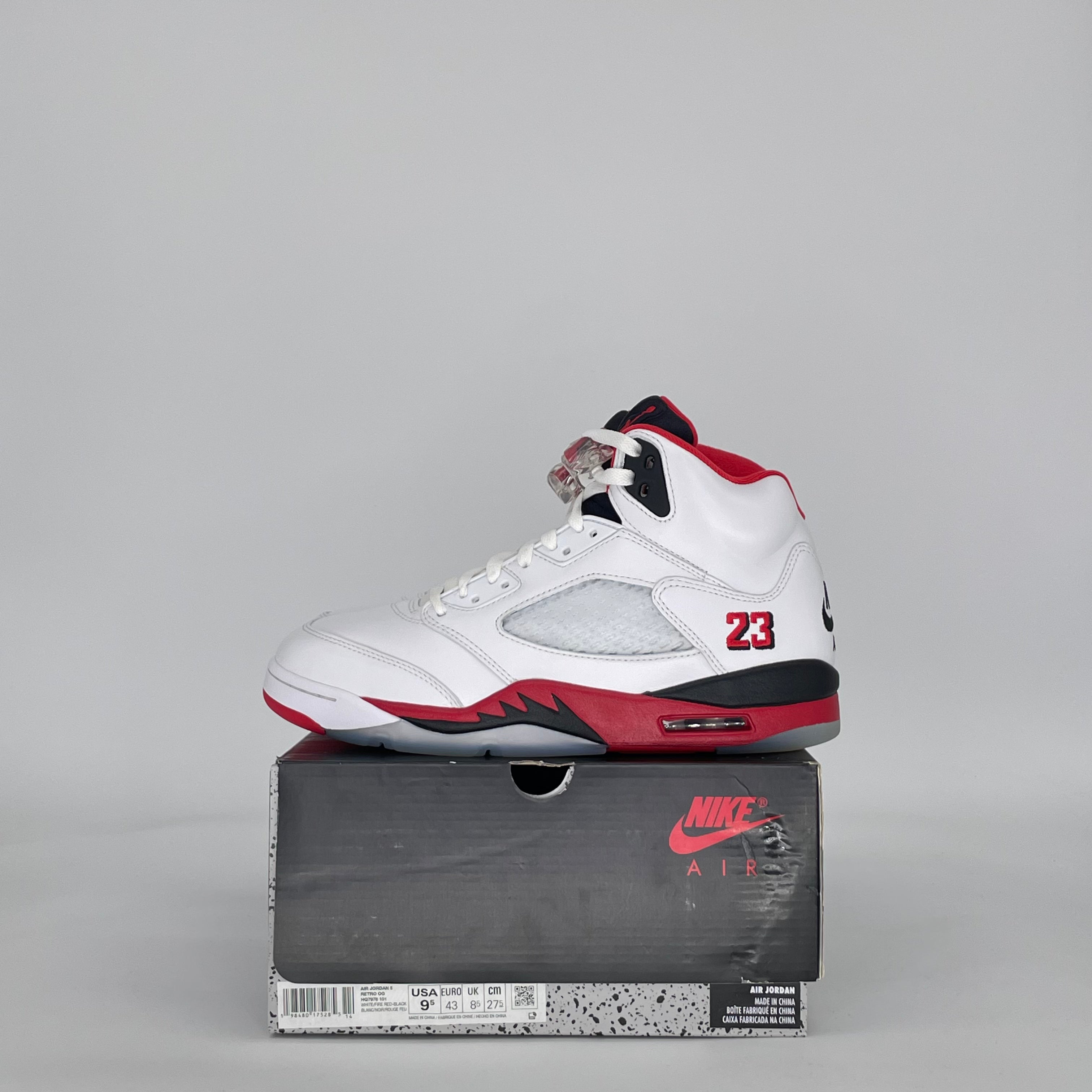 AIR JORDAN 5 FIRE RED BLACK TONGUE HQ7978-101 SIZE 9.5/11W