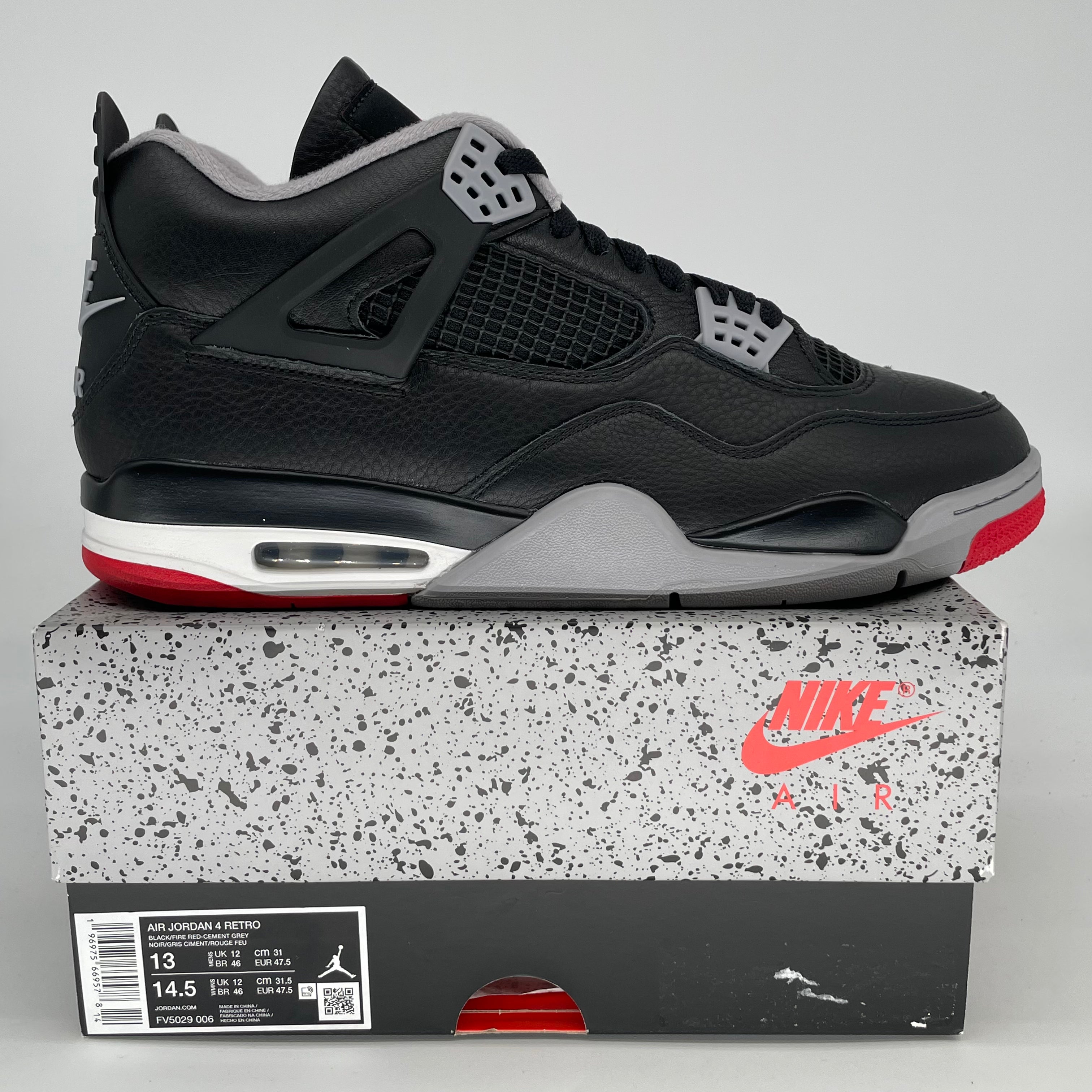 AIR JORDAN 4 BRED REIMAGINED FV5029-006 SIZE 13/14.5W